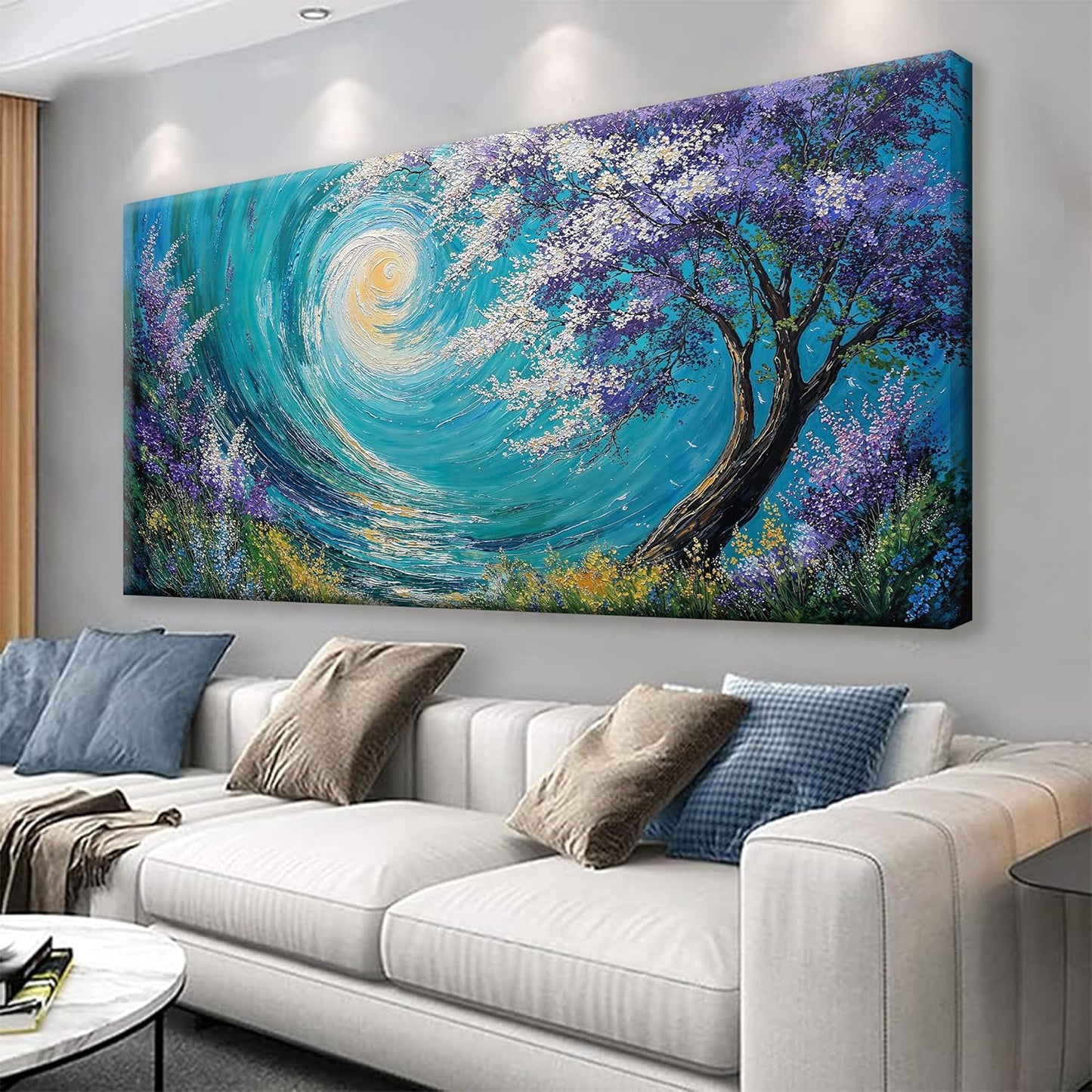 Purple Tree Abstract Wall Art Living Room Painting Abstract Wall Decor Modern 24" X 48" Canvas Art Wall Decor Canvas Prints Artwork Pictures For Bedroom Kitchen Artwork