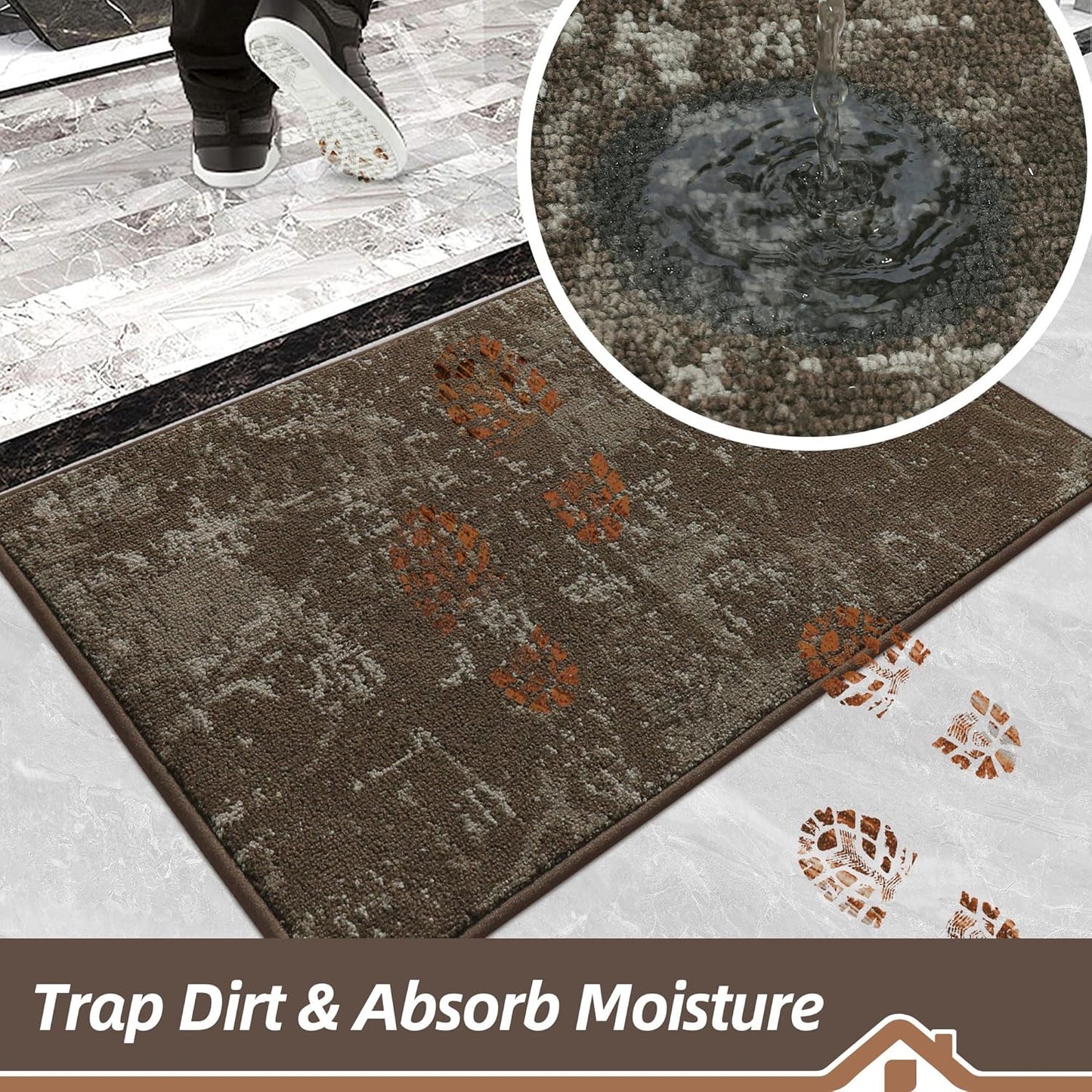 BEQHAUSE Dirt Trapper Door Mat 32"x48" Non-Slip Door Mats Washable Entryway Rugs Stain Resistant Doormat Absorbent Welcome Floor Mat for Front Back Door, Muddy Wet Shoes & Paws,Brown