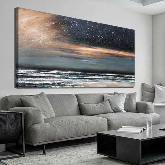 Canvas Wall Art for Living Room Artwork for Walls Canvas Modern Art Wall Decor Nature Starry Wall Art Decor Coastal Beach Wall Art Paintings Prints Art Work for Home Office Kitchen Wall Decor 24"X48"