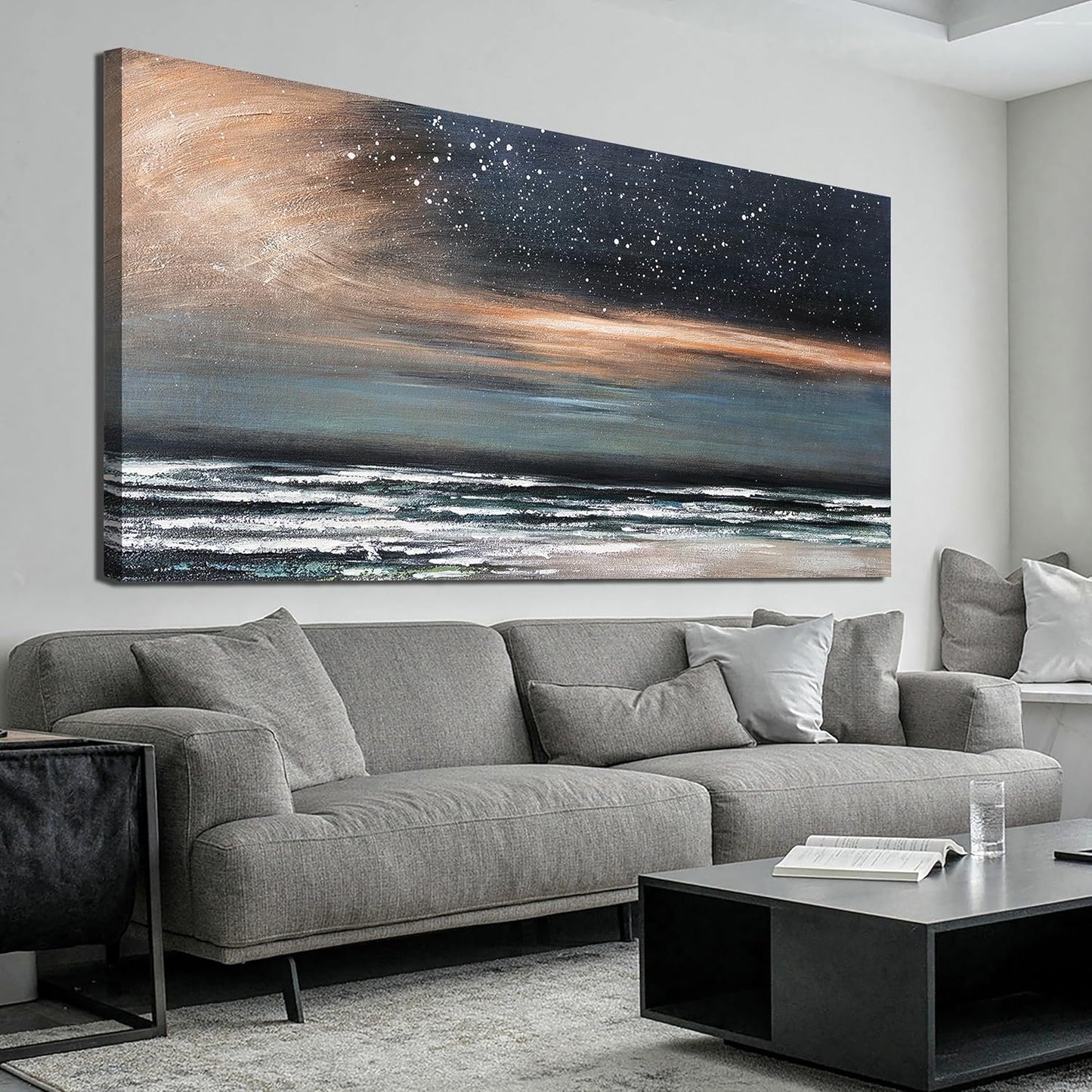 Large Canvas Wall Art for Living Room Artwork for Walls Canvas Art Wall Decor Nature Landscap Starry Wall Art Decor Coastal Beach Wall Art Prints Art Work for Home Office Kitchen Wall Decor 29" X 58"