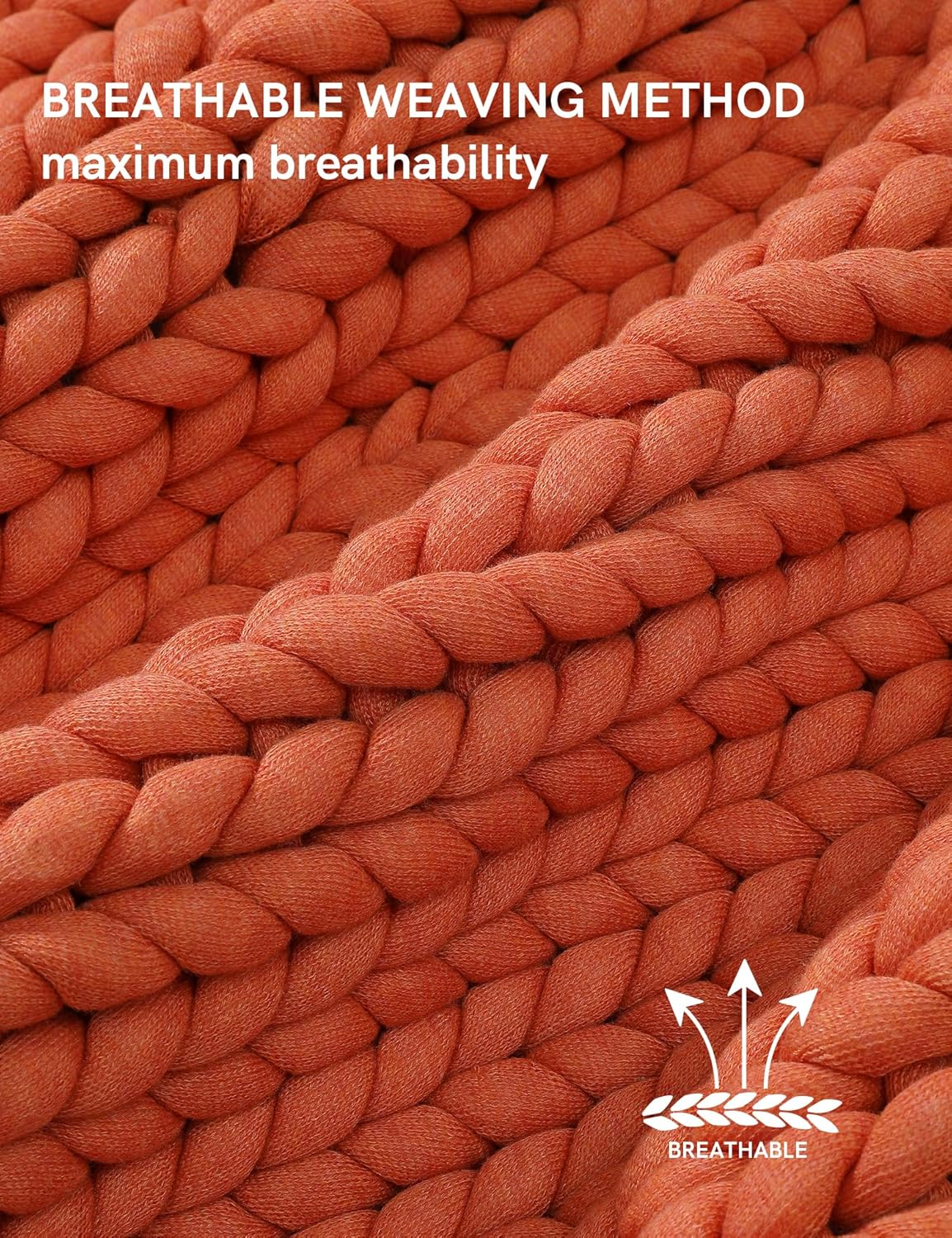 YnM Chunky Throw Blanket, Medium-Weight, Hand Knitted, Skin Friendly, Ventilated and Breathable, Machine Washable, Home Décor Piece for Couch, Sofa and Bed (Exotic Orange, 40x50 Inch)
