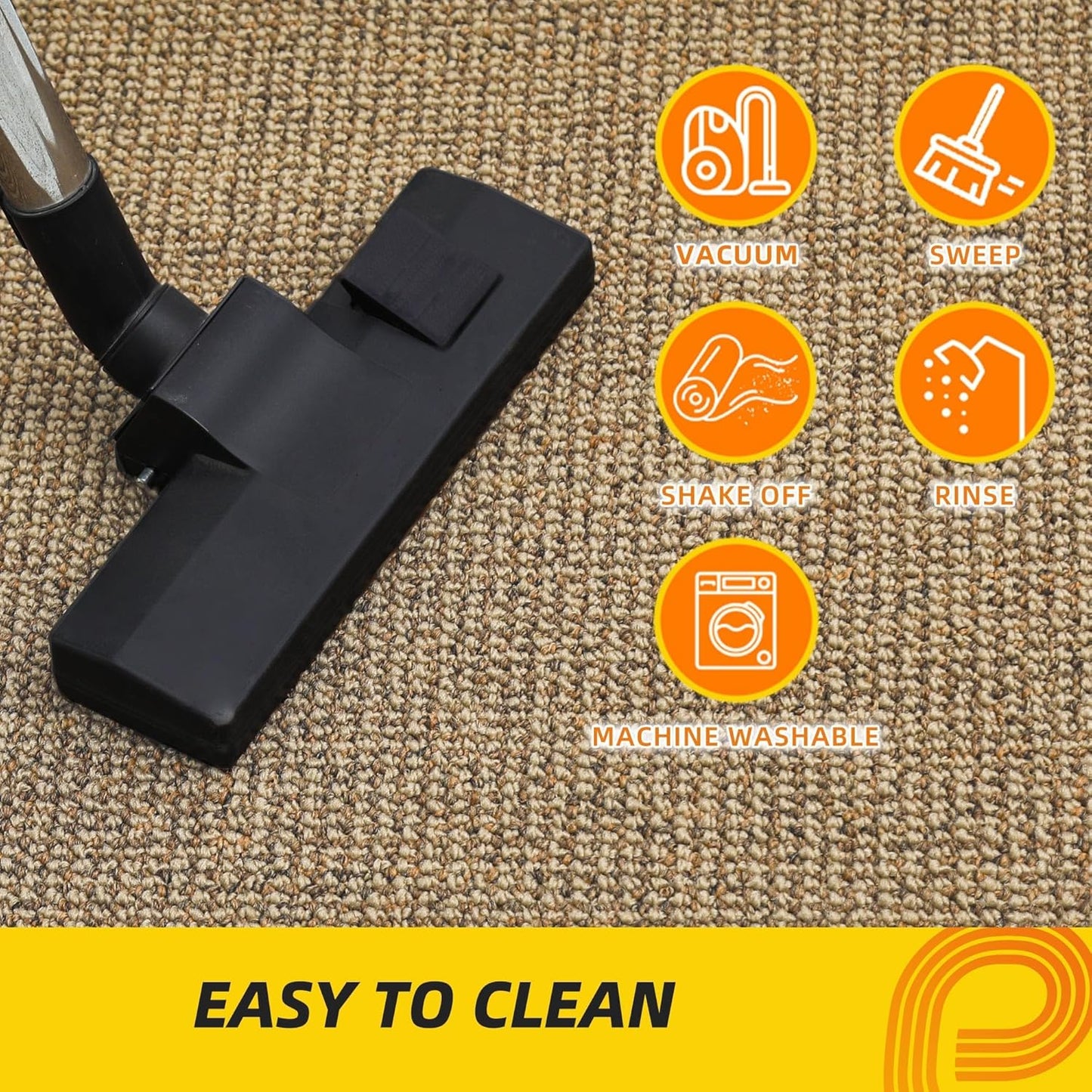 JSEI Dirt Trapper Door Mat 24"x60" Non-Slip Washable Entrance Mat, Dog Doormats, Absorbent & Fade-Resistant Floor Mats, Low Profile Welcome Mats for Entryway, Front Door, and Inside Entrance, Beige