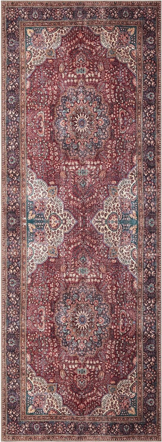 Keen Home Design 2x7 Rug - Machine Washable Runner Rug with Non-Slip Backing, Ideal for Hallway, Entryway, Kitchen, Laundry Room - Vintage, Easy Clean, Durable, Low Pile Rug - (2'6" x 7')