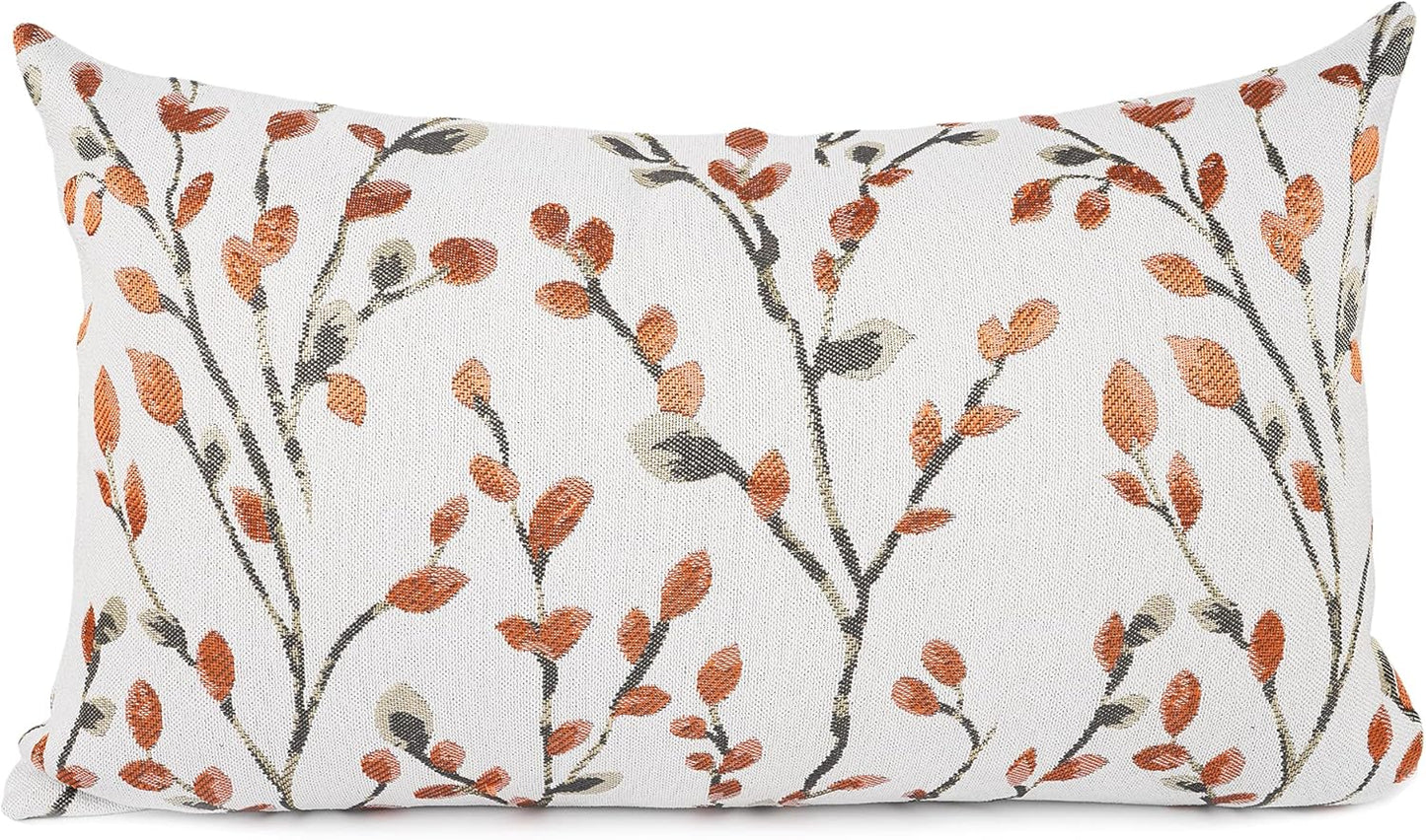 YOUR SMILE Classical Embroidery Jacquard Orange Square Decorative Throw Pillow Case Cushion Cover,12x20 inch