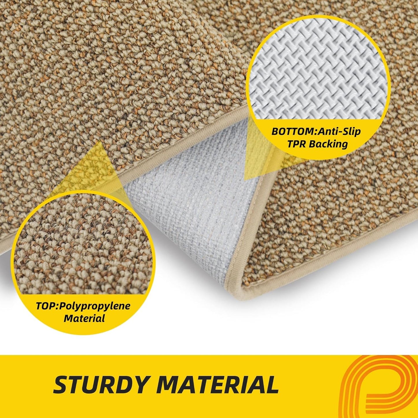 JSEI Dirt Trapper Door Mat 24"x36" Non-Slip Washable Entrance Mat, Dog Doormats, Absorbent & Fade-Resistant Floor Mats, Low Profile Welcome Mats for Entryway, Front Door, and Inside Entrance, Beige