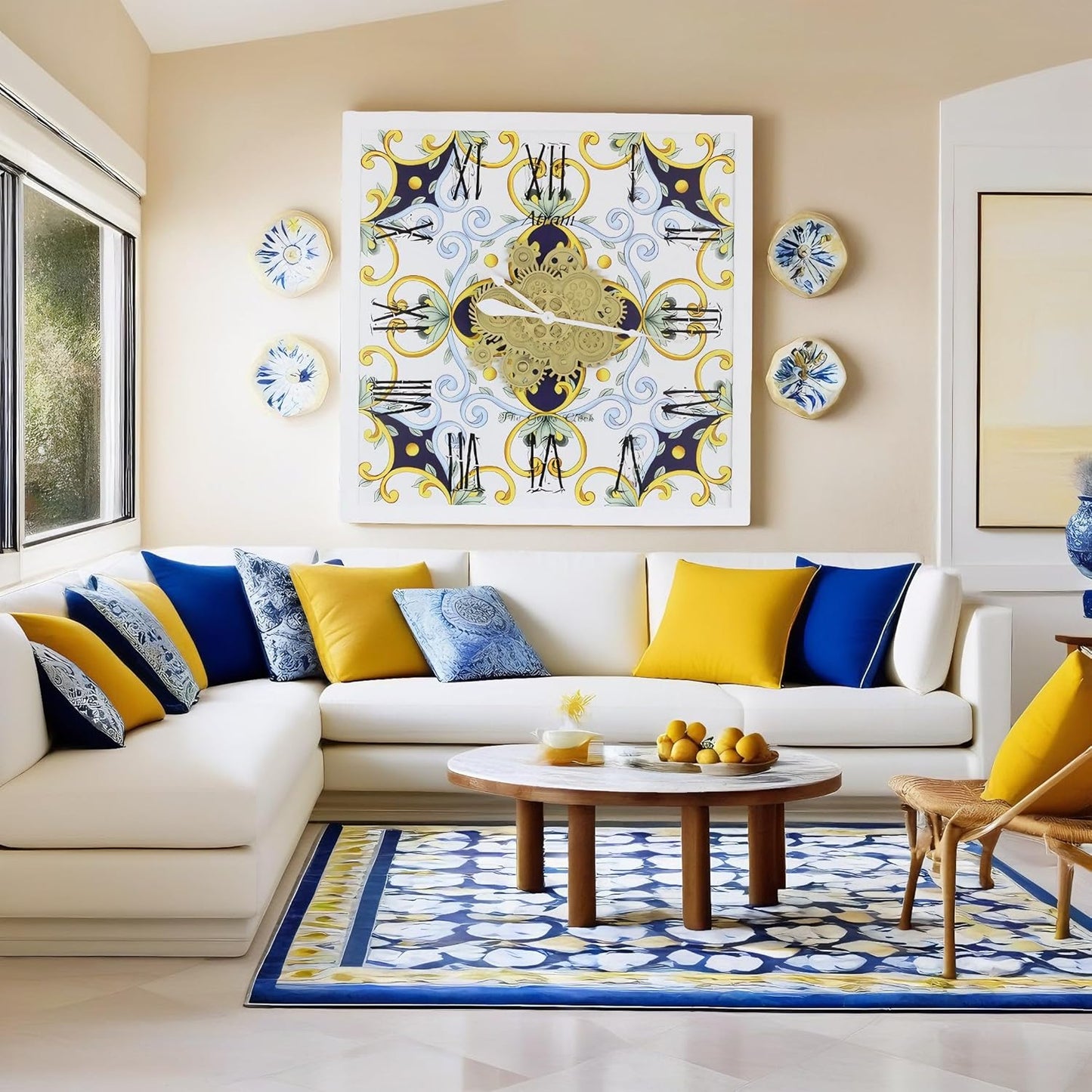 The Gears Clock Wall Clock Italy Collection with Moving Gears (Atrani, 36 inch Square)