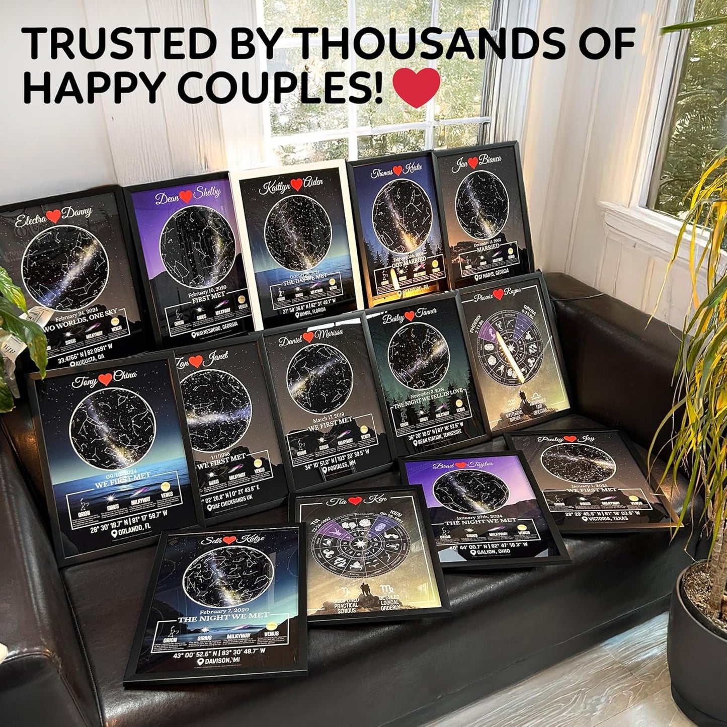 Custom Star Map Gift for Couples, Personalized Glass Night Sky, Where We Met Constellation Map, Romantic Anniversary or Wedding Gift, Unique Wall Art for Him or Her