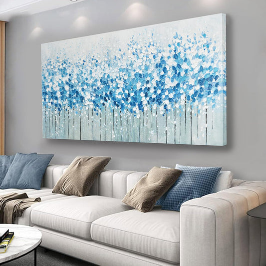 Belmrxne Large Abstract Wall Art Blue and White Wall Decor Maximalist Artwork Modern Aesthetic Canvas Painting for Living Room Bedroom Dining Room Office Home Decor 30x60 inch