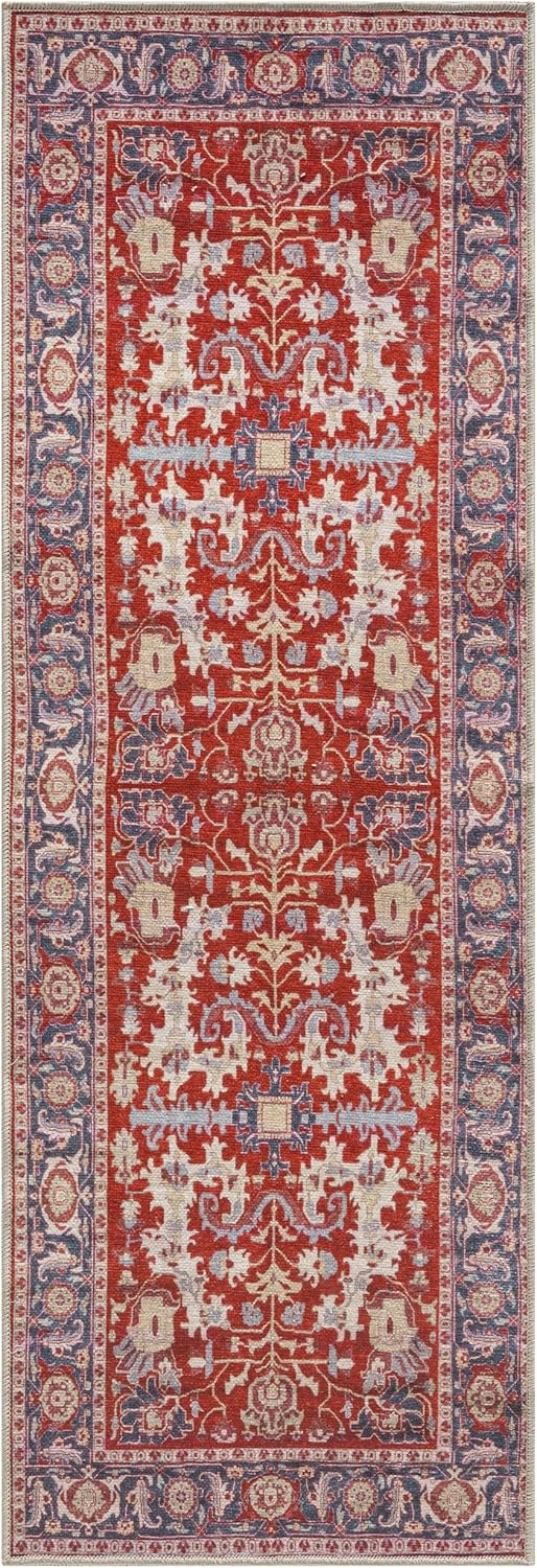 Keen Home Design 2x7 Rug - Machine Washable Runner Rug with Non-Slip Backing, Ideal for Hallway, Entryway, Kitchen, Laundry Room - Vintage, Easy Clean, Durable, Low Pile Rug - (2'6" x 7')