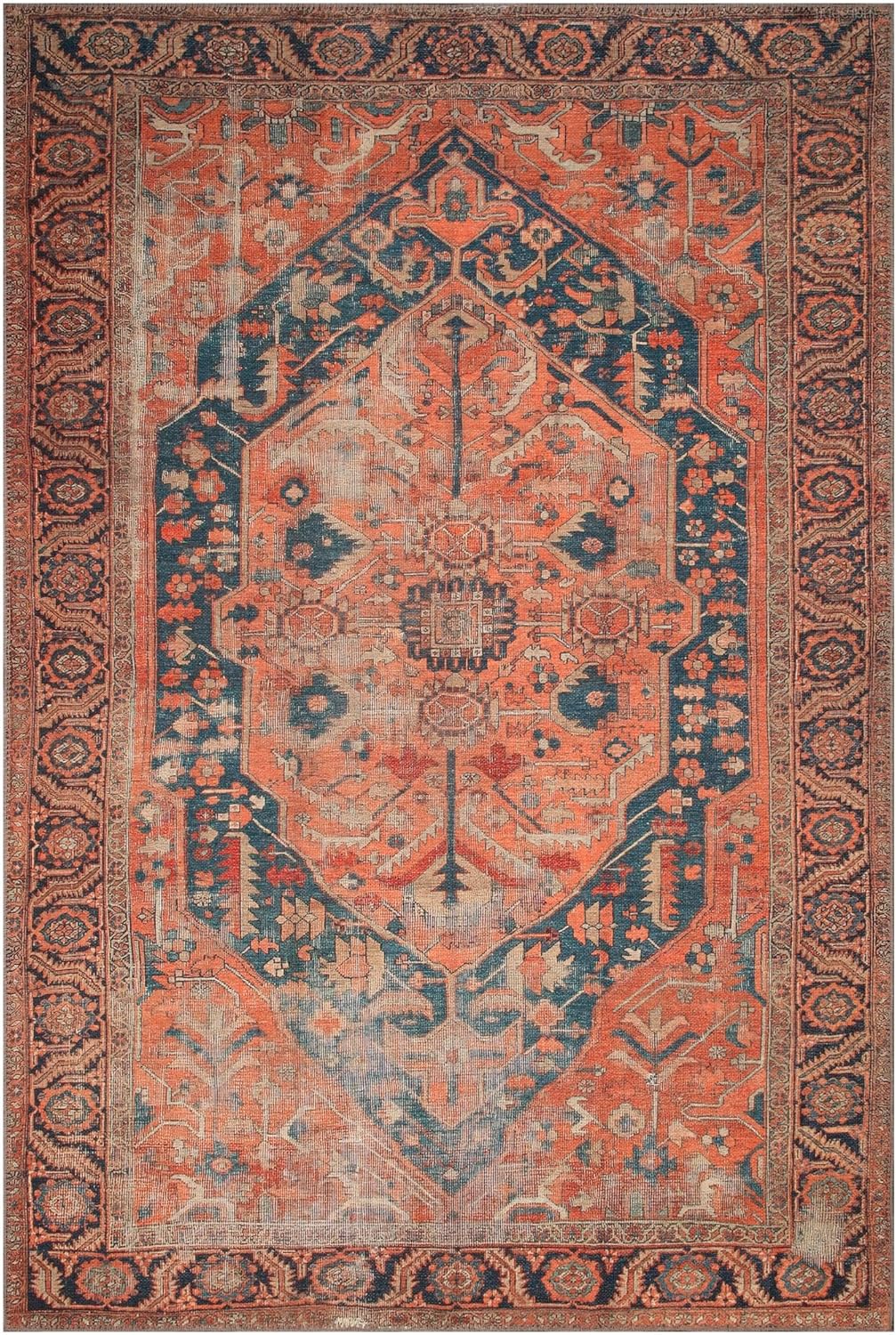 Keen Home Design 4x6 Rug - Machine Washable Area Rug with Non-Slip Backing, Ideal for Living Room, Dining Room, Bedroom - Vintage, Easy Clean, Durable, Low Pile Rug - (4' x 6')