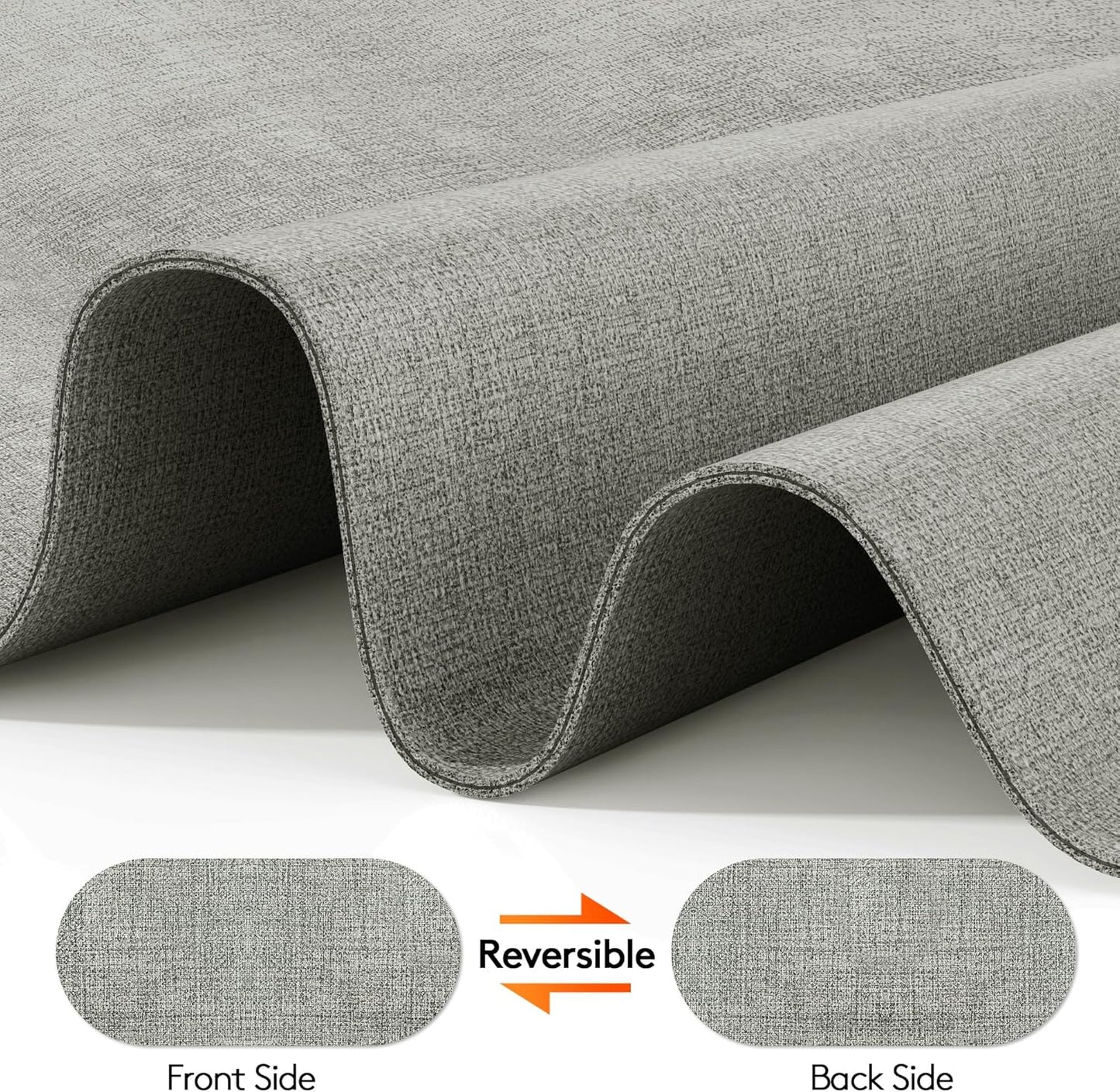 DOLOPL Oval Placemats Set of 6, Gray Faux Leather Heat Resistant Table Mats - Anti Slip Table Place Mats, Washable Wipeable Outdoor Placemats for Kitchen Dining Room Table Decorations(13.8"x21.6")