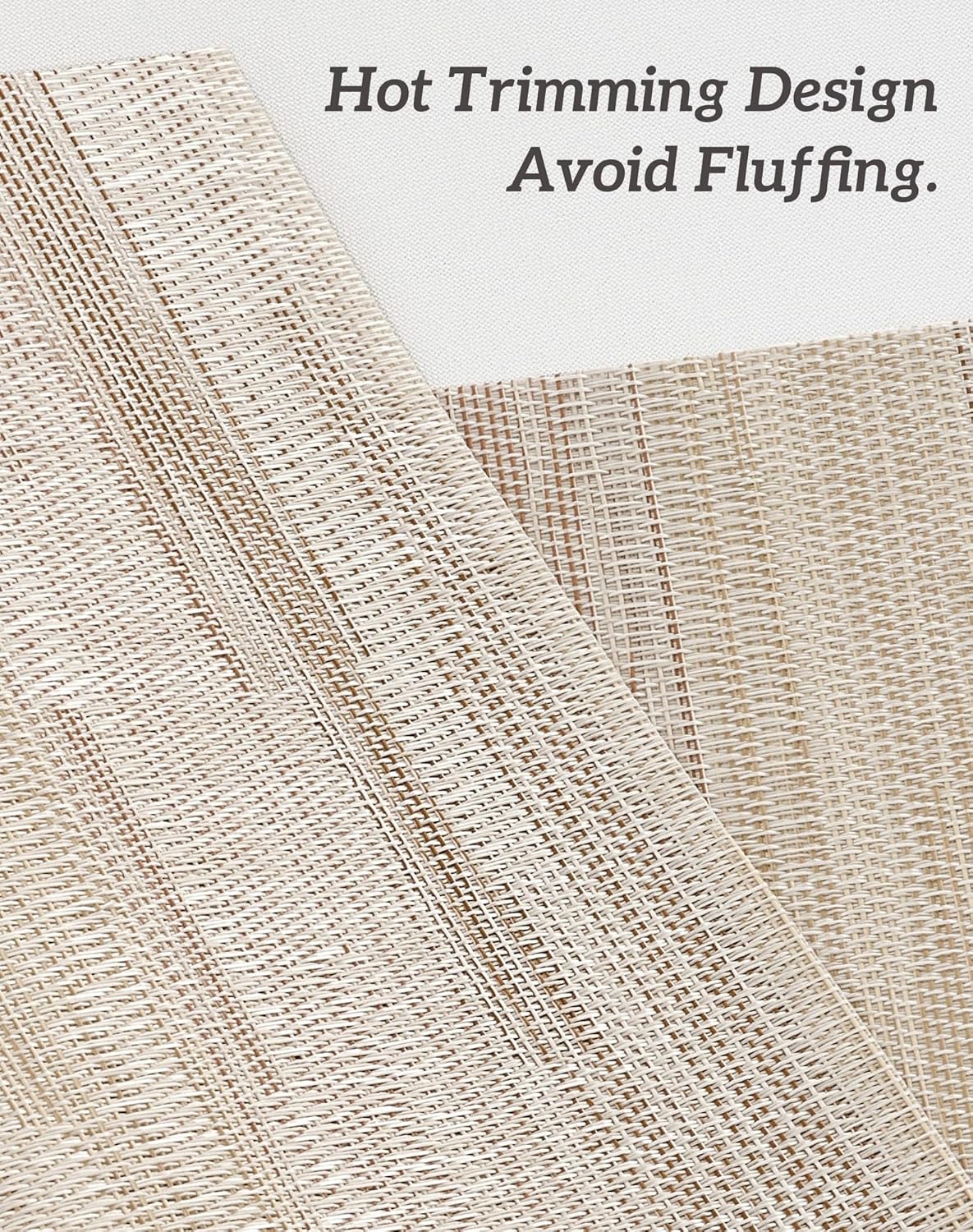 Leetaltree Lightsteel Beige with Yellow Placemats Set of 8 - Heat Resistant Non-Slip Place mats for Dining Table, Washable Durable PVC Vinyl Woven Table Mats (Lightsteel Beige with Yellow, 8)