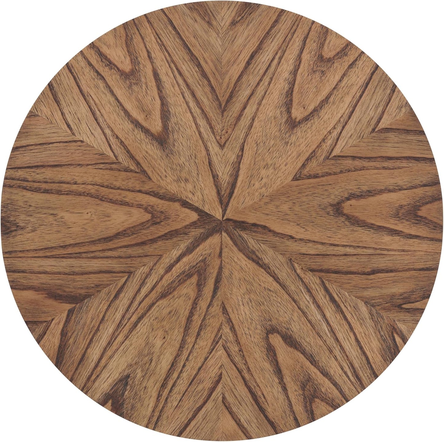 Martin Svensson Home Round Wood Nutmeg Brown Living Room End Side Accent Table Nightstand with Storage Shelf