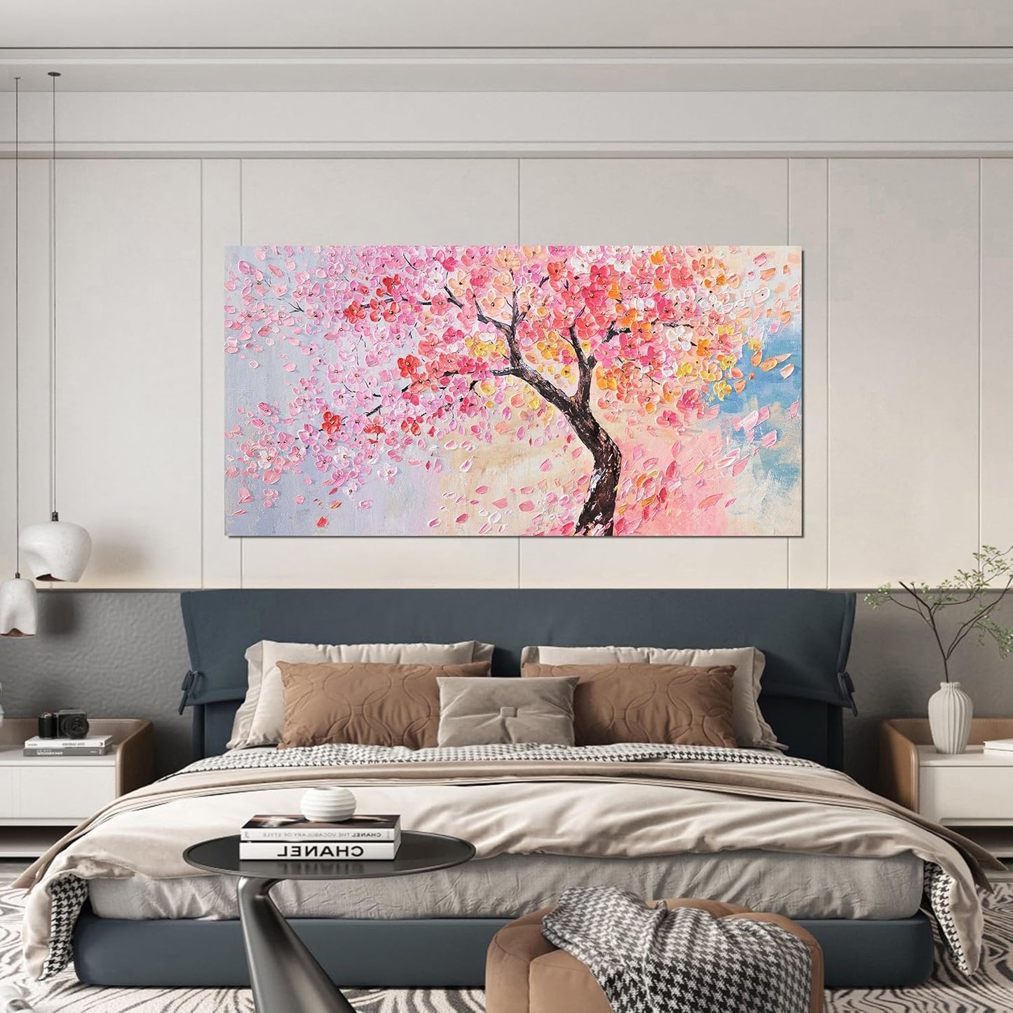 AIXMGSJS Large Canvas Wall Art Decor Artwork for Walls Tree of Life Wall Art for Living Room Canvas Art Wall Decor Vintage Pink Wall Art Prints Artwork for Walls Home Office Decor 24" X 48"