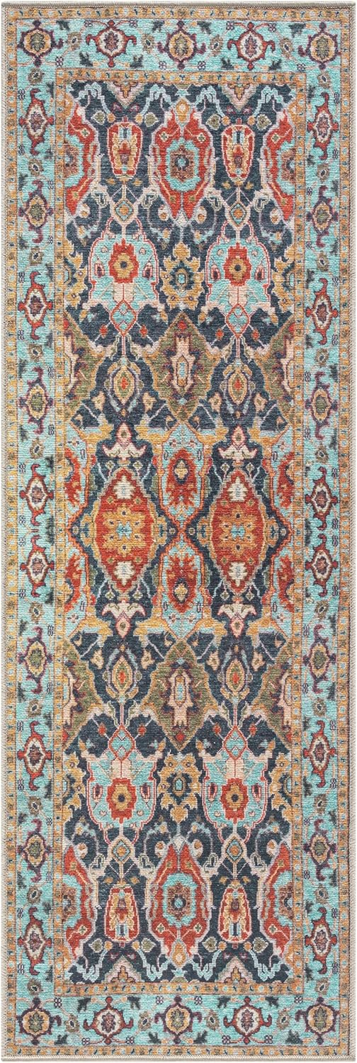 Keen Home Design 2x7 Rug - Machine Washable Runner Rug with Non-Slip Backing, Ideal for Hallway, Entryway, Kitchen, Laundry Room - Vintage, Easy Clean, Durable, Low Pile Rug - (2'6" x 7')