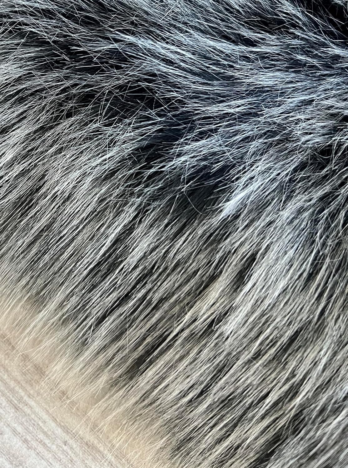 LAMBZY Faux Sheepskin Super Soft Hypoallergenic Free Shape Silky Shag Rug, Luxury Shaggy Plush Carpet for Bedroom Living Kids Room Sofa Rugs (Black with White Tips, Double Side by Side 3'x4')