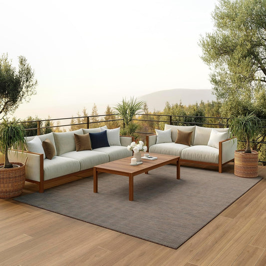 Nourison Positano Indoor-Outdoor Natural 8' x 10' Area Rug, Easy Cleaning, Non Shedding, Bed Room, Living Room, Dining Room, Backyard, Deck, Patio (8x10)