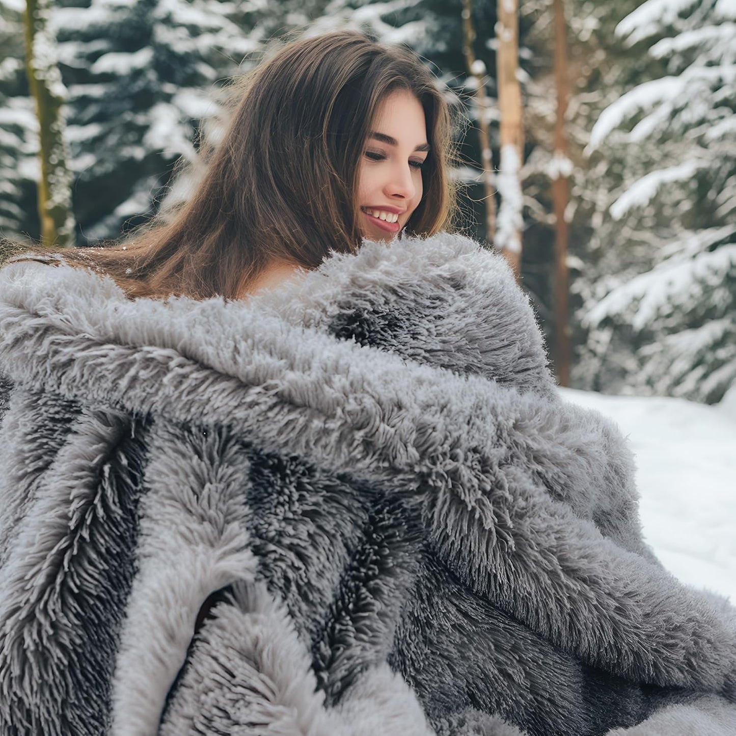 Bedsure GentleSoft Fluffy Grey Blankets Queen Size for Bed, Thick Sherpa Faux Fur Fleece Fuzzy Plush Winter Warm Heavy Soft Queen Blankets, Bedroom Decor Grey Gifts Cozy Gifts for Women Men, 90x90