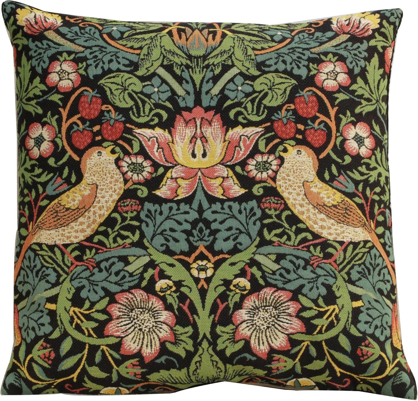 Charlotte Home Furnishings Throw Pillow Covers, Decorative Boho Pillow Covers for Couch, Living Room, Black Strawberry Square Cushion Cases 18x18 in, European Cotton Jacquard Woven, Cozy Bedroom Decor