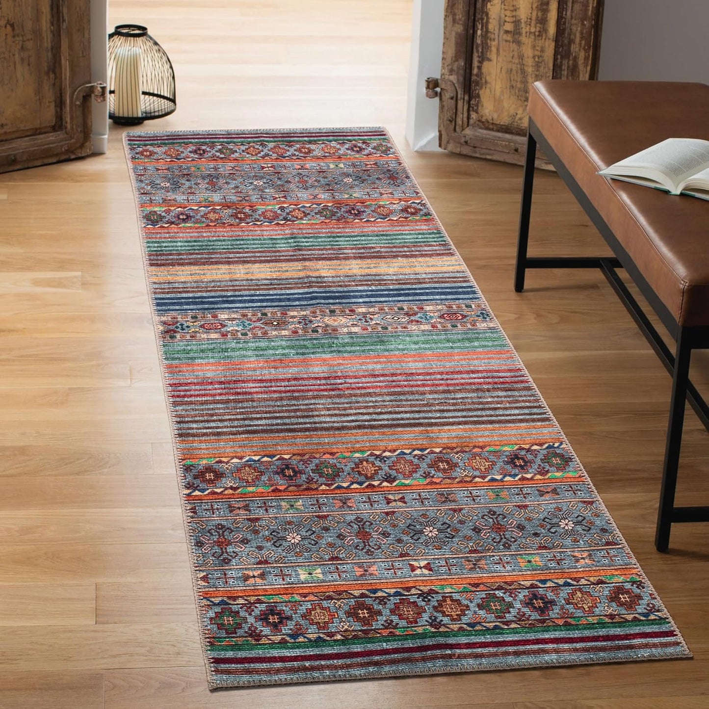 Keen Home Design 2x7 Rug - Machine Washable Runner Rug with Non-Slip Backing, Ideal for Hallway, Entryway, Kitchen, Laundry Room - Vintage, Easy Clean, Durable, Low Pile Rug - (2'6" x 7')