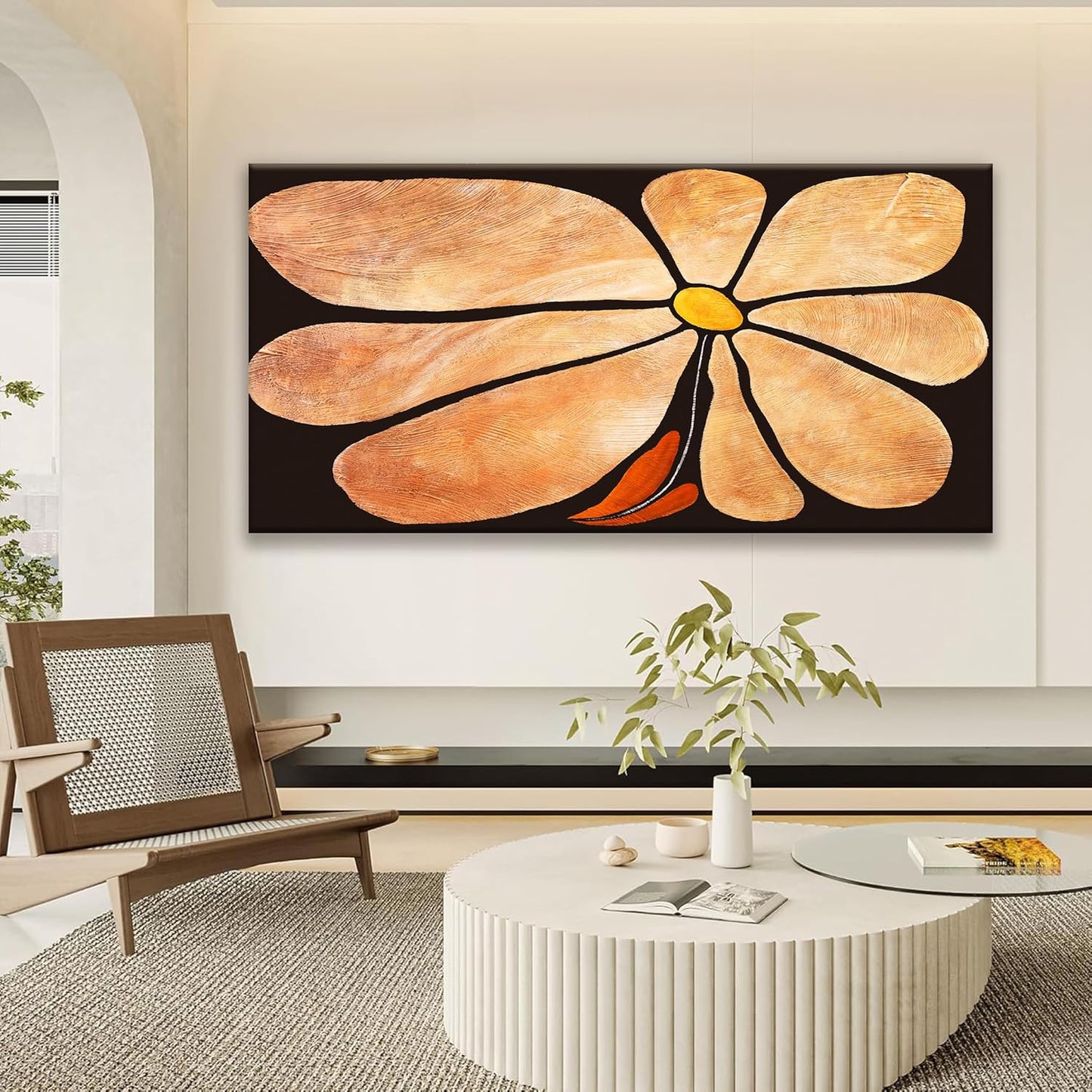 TAIJXAGSG Large Canvas Art Wall Decor Brown Flowers Wall Art Picture Modern Landscape Abstract Artwork Painting Home Wall Decor For Living Room Bedroom Home Office Prints Artwork 29"X 58"
