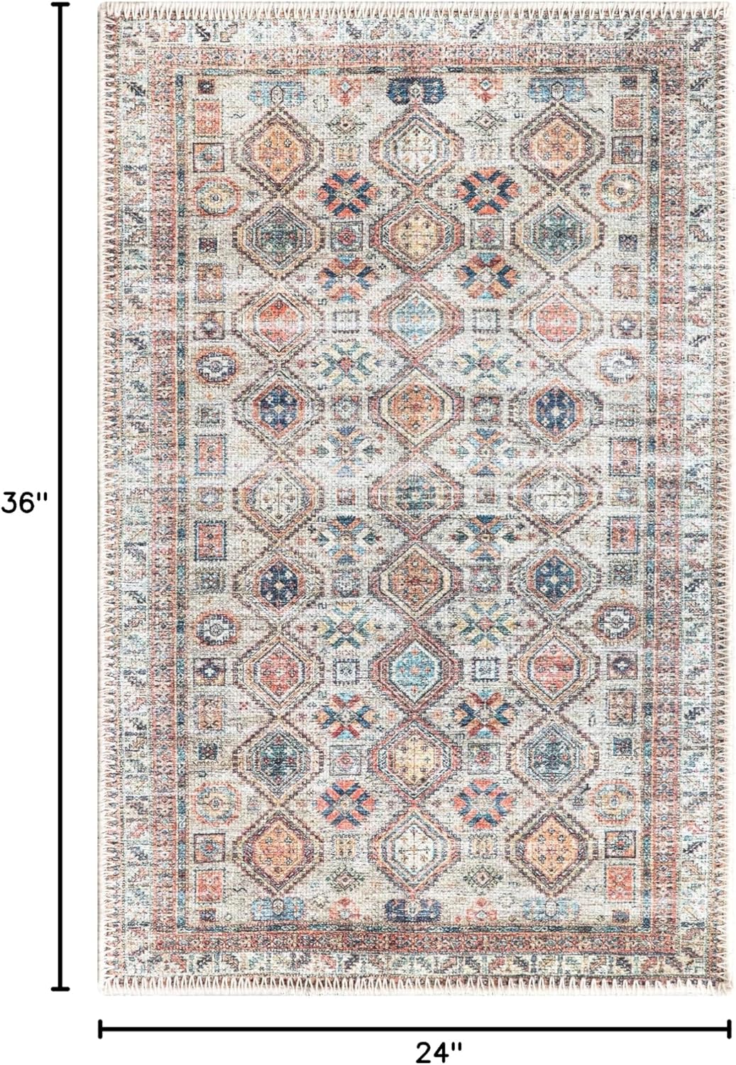 Keen Home Design 2x3 Rug - Machine Washable Entry Rug with Non-Slip Backing, Ideal for Enteryway, Kitchen, Bathroom, Laundry Room - Vintage, Easy Clean, Durable, Low Pile Rug - (2' x 3')