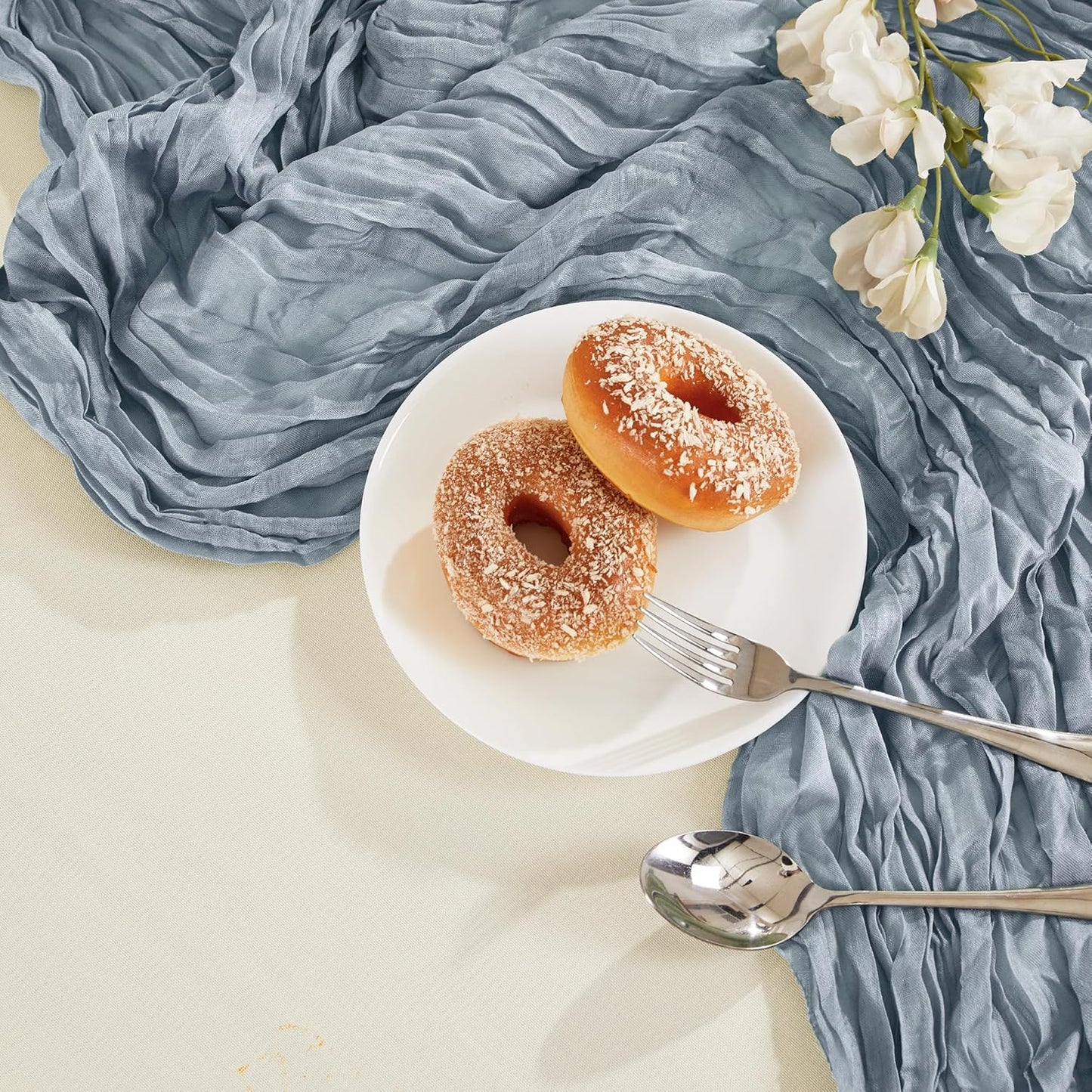 6 Pack Dusty Blue Cheesecloth Table Runner 10FT Long Boho Gauze Table Runner Rustic Sheer Runner for Wedding Bridal Baby Shower Birthday Party Table Decor Thanksgiving Christmas Decorations