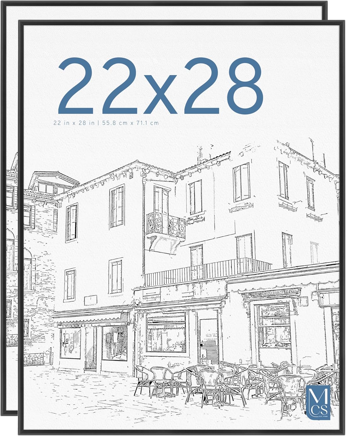 MCS Original Poster Frame 22x28 Black Lightweight Vertical & Horizontal Wall Hanging Large Picture Frame for Posters, Art Prints & Gallery Wall (2-Pack)