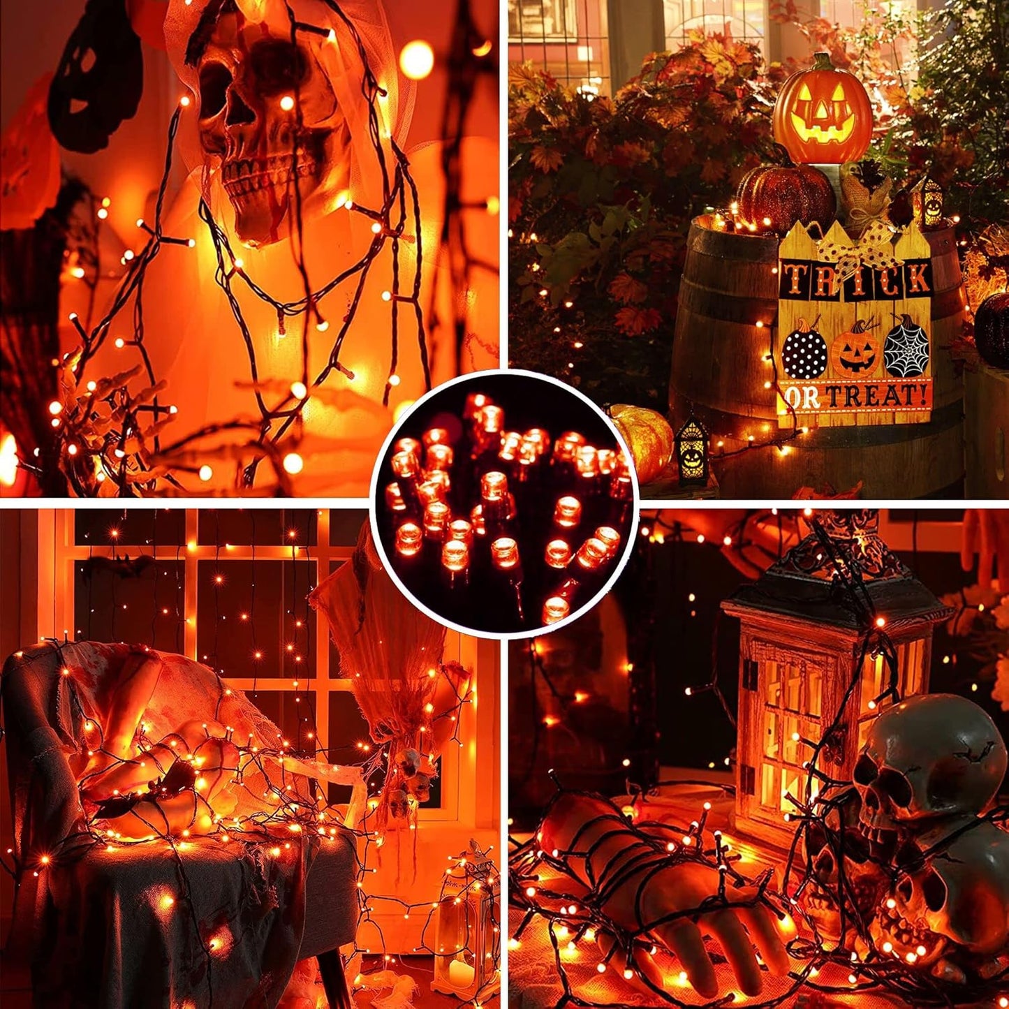 AmyHomie 300LED Orange Halloween String Lights with UL Certified, Waterproof Fall Lights Outdoor Indoor Fall Decor Fairy String Lights for Party, Thanksgiving Day, Holiday Decoration(Orange)