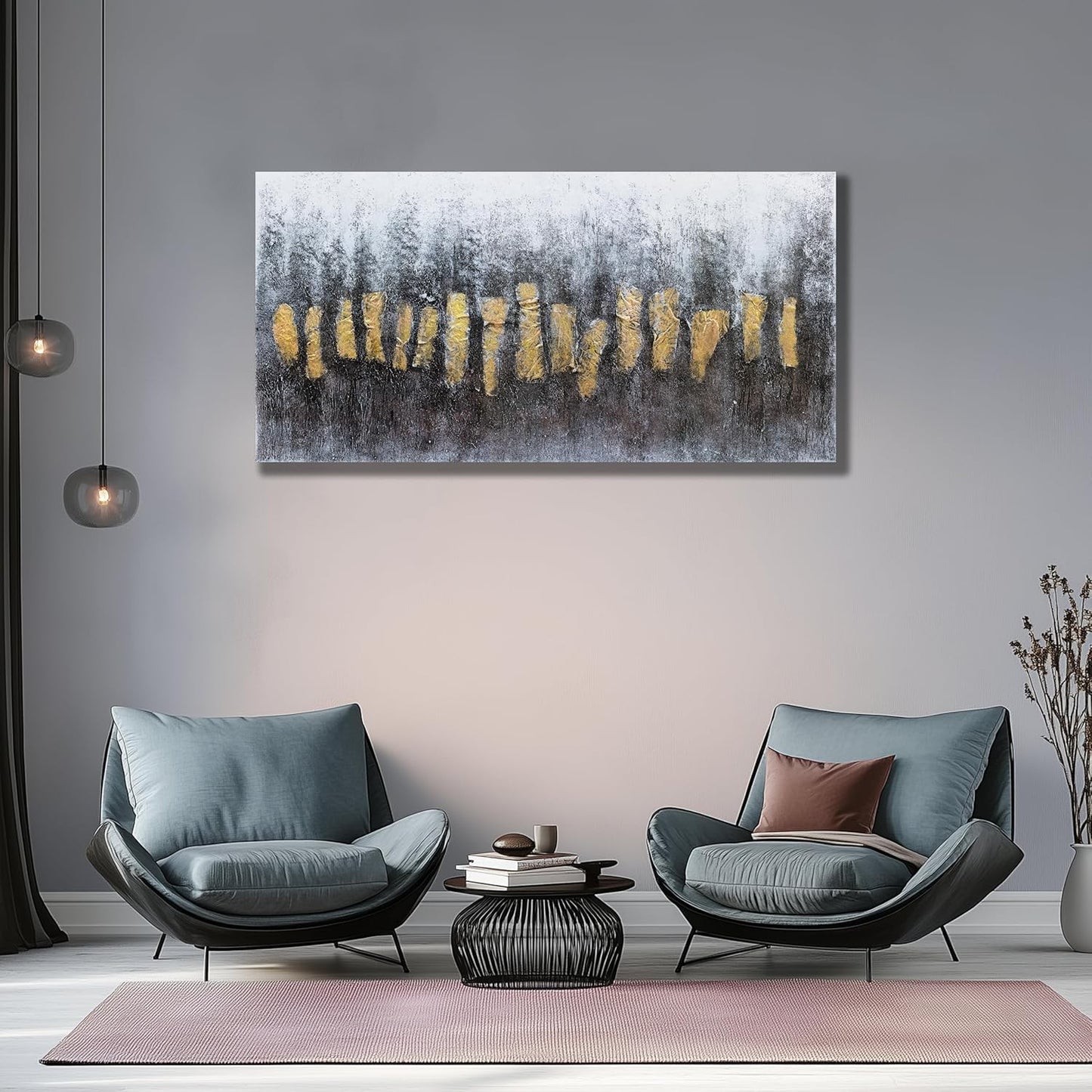 Belmrxne Abstract Art Black and Gold Wall Art Modern Art Wall Decor Trendy Canvas Painting for Living Room Bedroom Dining Room Office Home Decor 20x40 inch