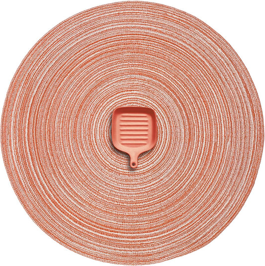 AHHFSMEI Round Braided Placemats Set of 6 Round Table Mats for Dining Tables Natural Woven Heat Resistant Place mats 15 Inch (Light Orange)