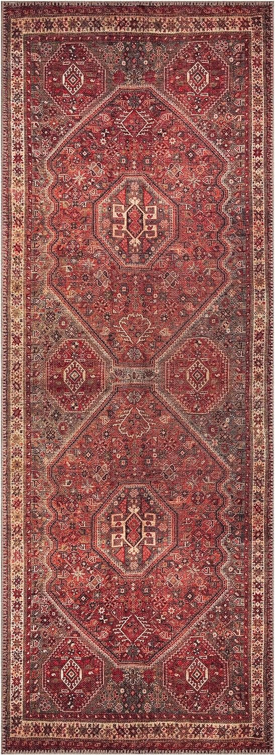 Keen Home Design 2x7 Rug - Machine Washable Runner Rug with Non-Slip Backing, Ideal for Hallway, Entryway, Kitchen, Laundry Room - Vintage, Easy Clean, Durable, Low Pile Rug - (2'6" x 7')