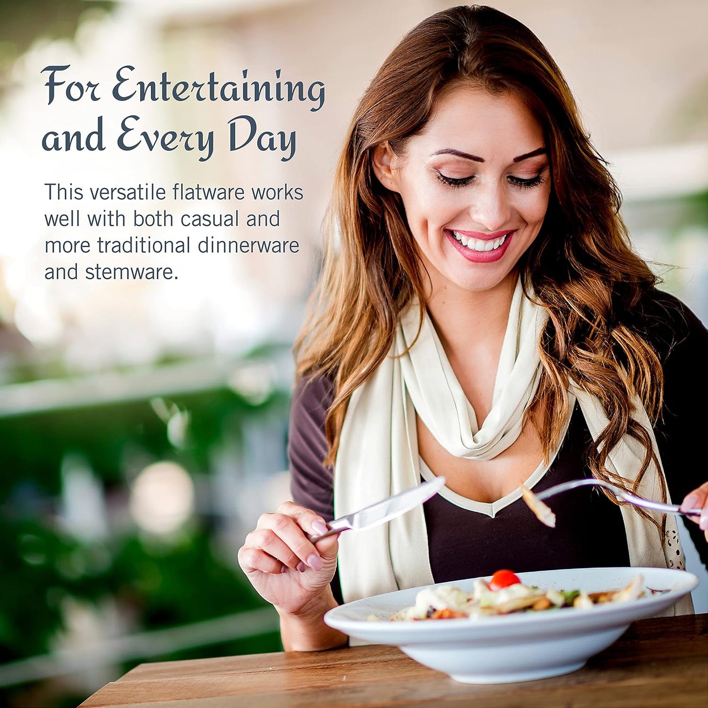 Mikasa, Oliver Gleam Flatware Service for 12, 18/10 Stainless Steel, Silverware Set with Serving Utensils | (Pack of 130)