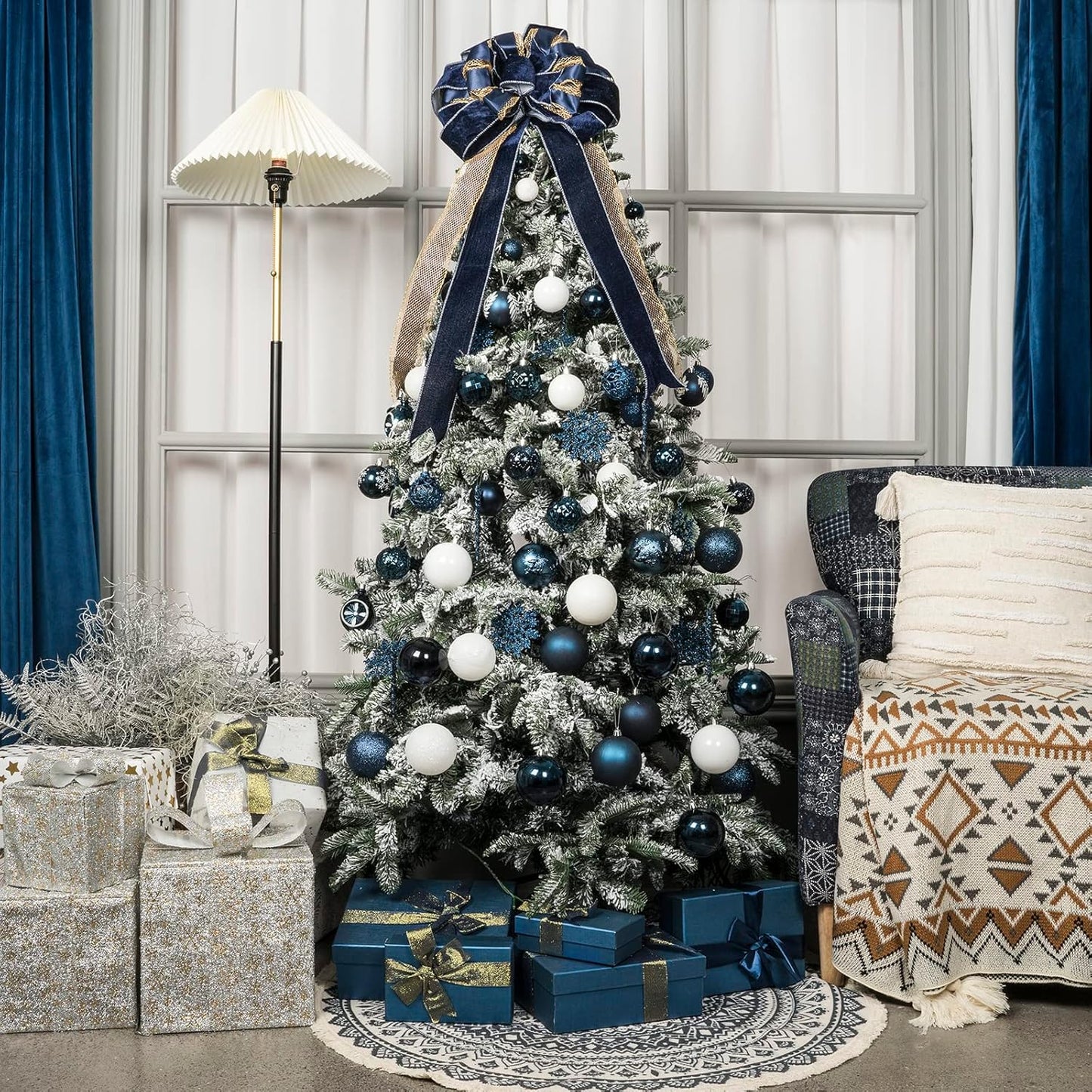 Christmas Ball Ornaments for Christmas Decorations - 41 Pieces Xmas Tree Blue Shatterproof Ball Ornaments with Hanging Loop for Holiday and Party Decoration