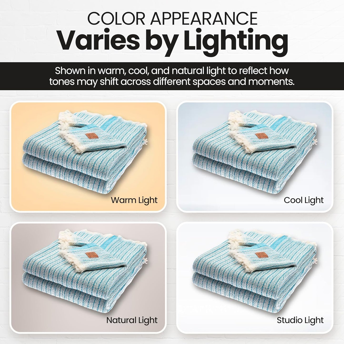 Gold Case Throw Blanket for Couch – 100% Recycled Turkish Cotton Blankets – Elegant Decorative Throw Blankets for Living Room Sofa – Woven Throws for Couch – Vintage Turquoise– 50x60 (Set of 2)