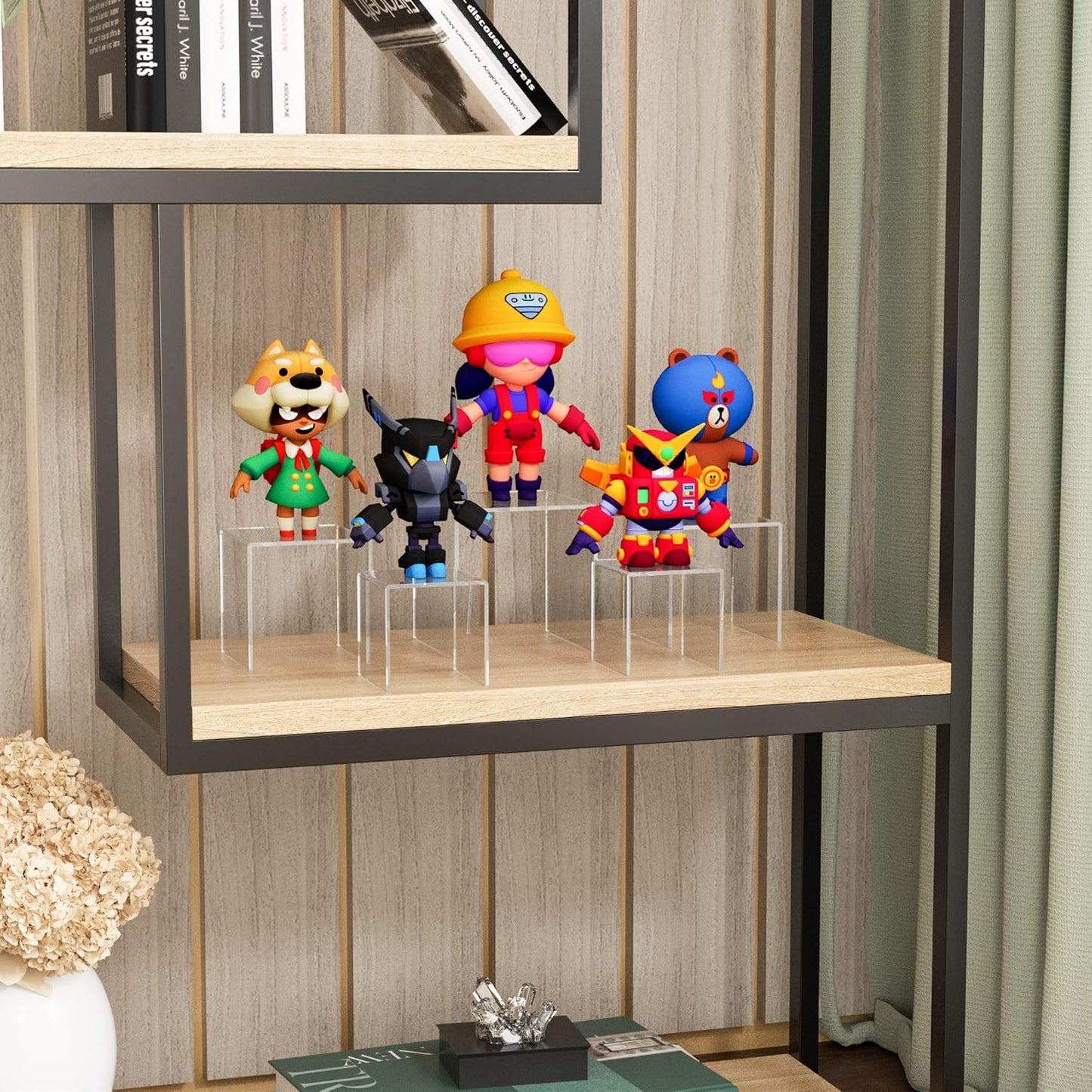 Square Acrylic Shelf Risers 3pcs, Acrylic Dessert Table Display Set, Clear Acrylic Showcase Collectibles Display Shelf for Funko Pop, Cupcake, Toys, Watches, Table Decorations - 4''x5''x6''