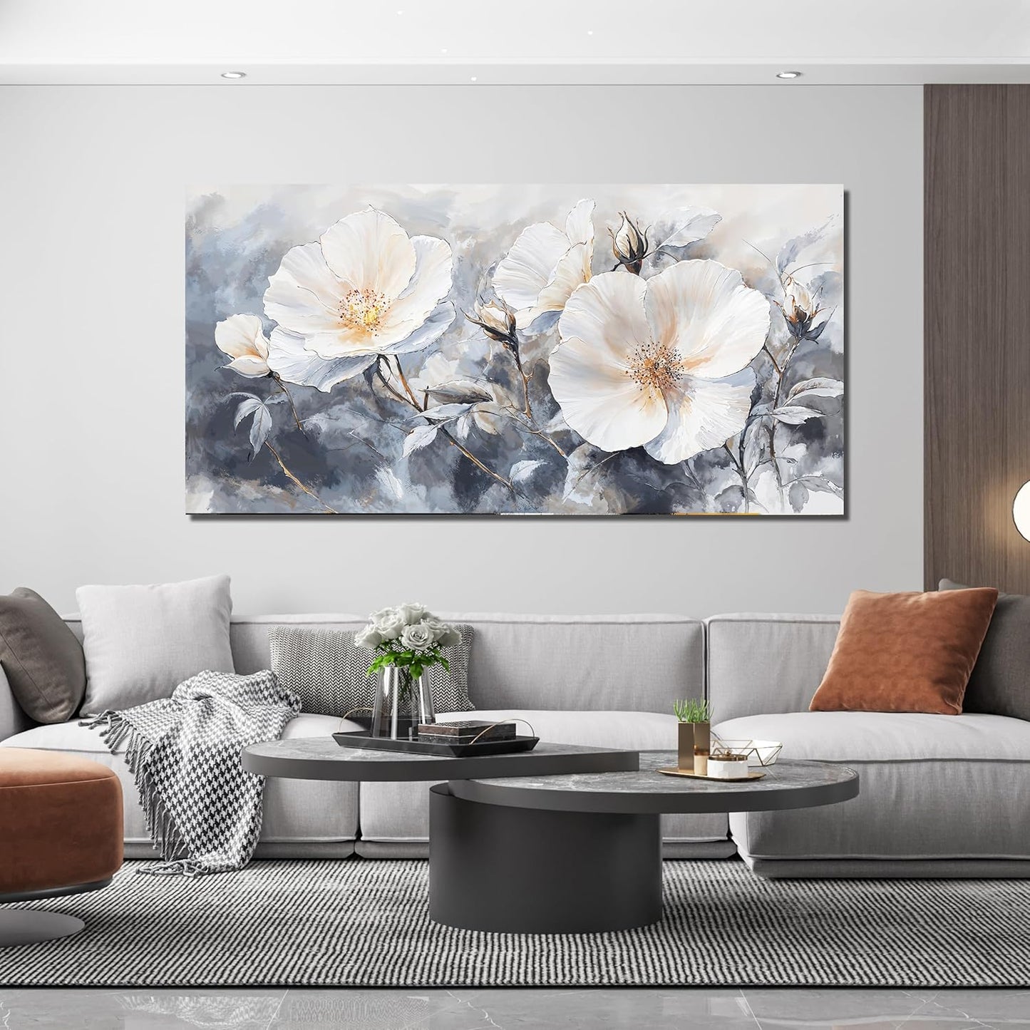 Canvas Wall Art Decor Large Black and White Wall Art Decorations Vintage Flower Wall Art Prints Wall Art Pictures for Living Room Canvas Art Wall Decor Artwork for Walls Home Office Decor 24" X 48"