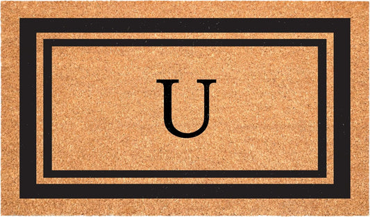 Calloway Mills 152962448 Black Border 24" x 48" Monogram Doormat (Letter U)