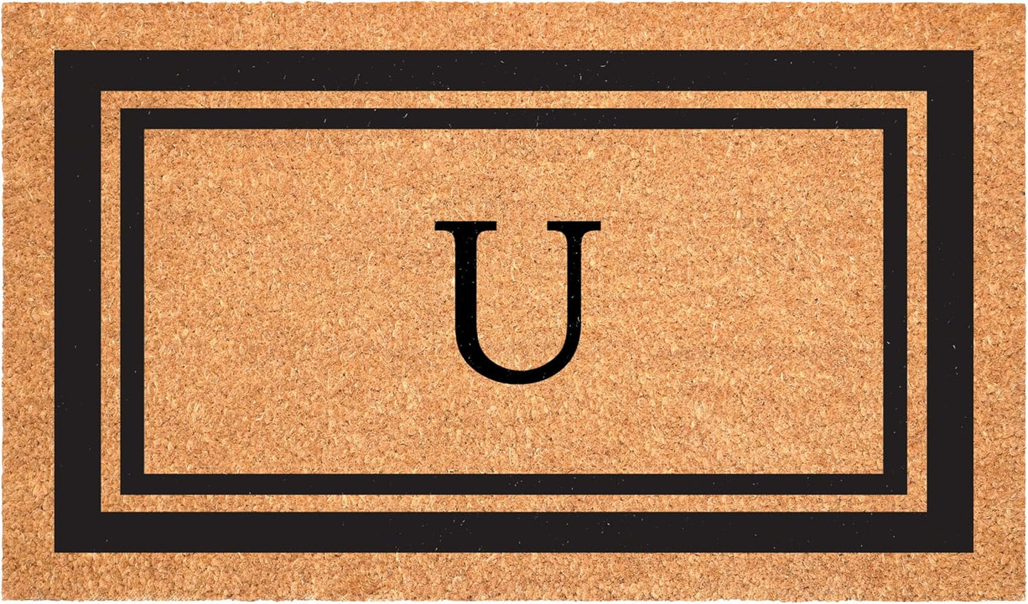 Calloway Mills 152962436U Black Border 24" x 36" Monogram Doormat, (Letter U)
