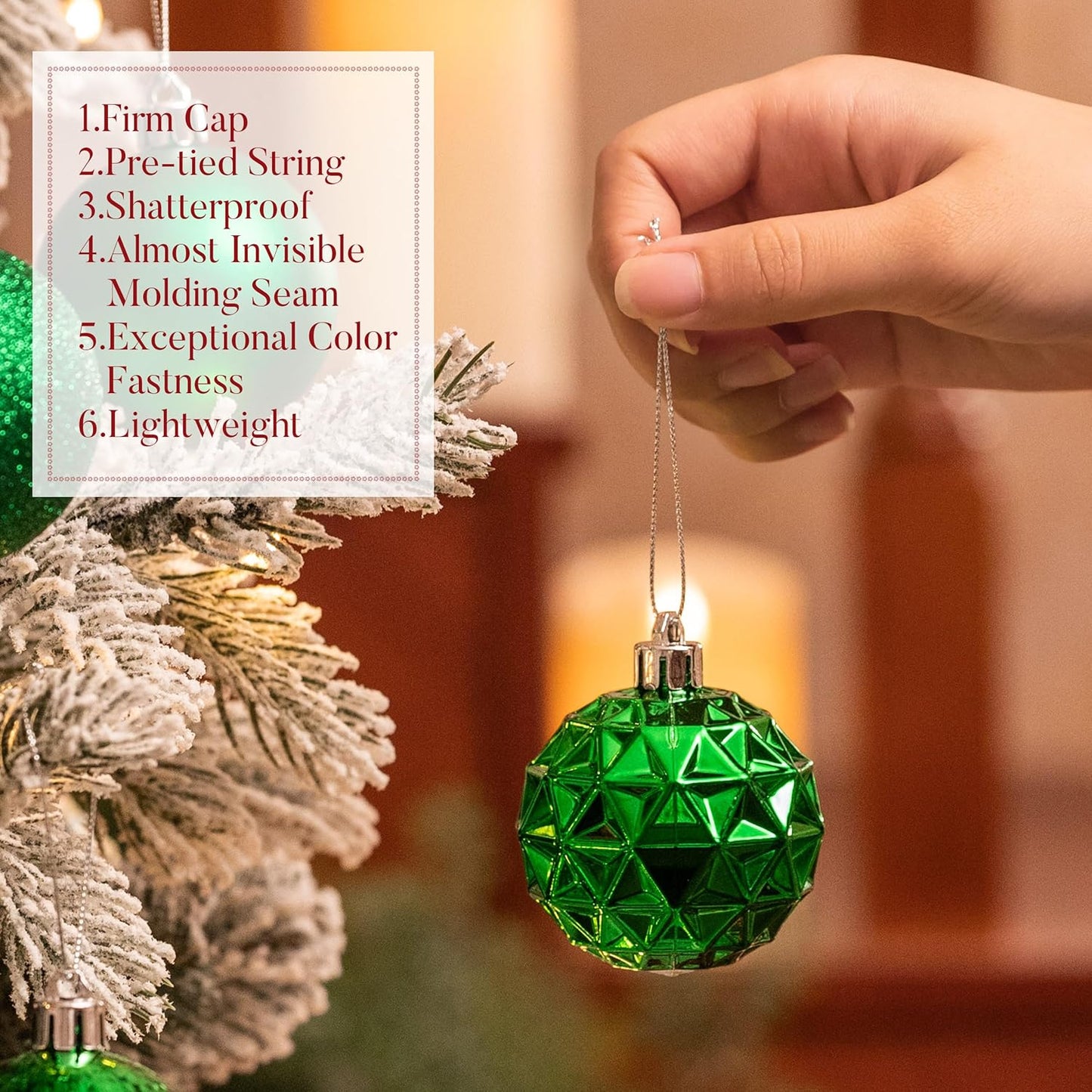 Valery Madelyn Christmas Tree Decorations Ornament Set for Fall Halloween, 50ct 2 Inches Emerald Green Shatterproof Christmas Ball Ornaments Hanging Xmas Holiday Party Decor