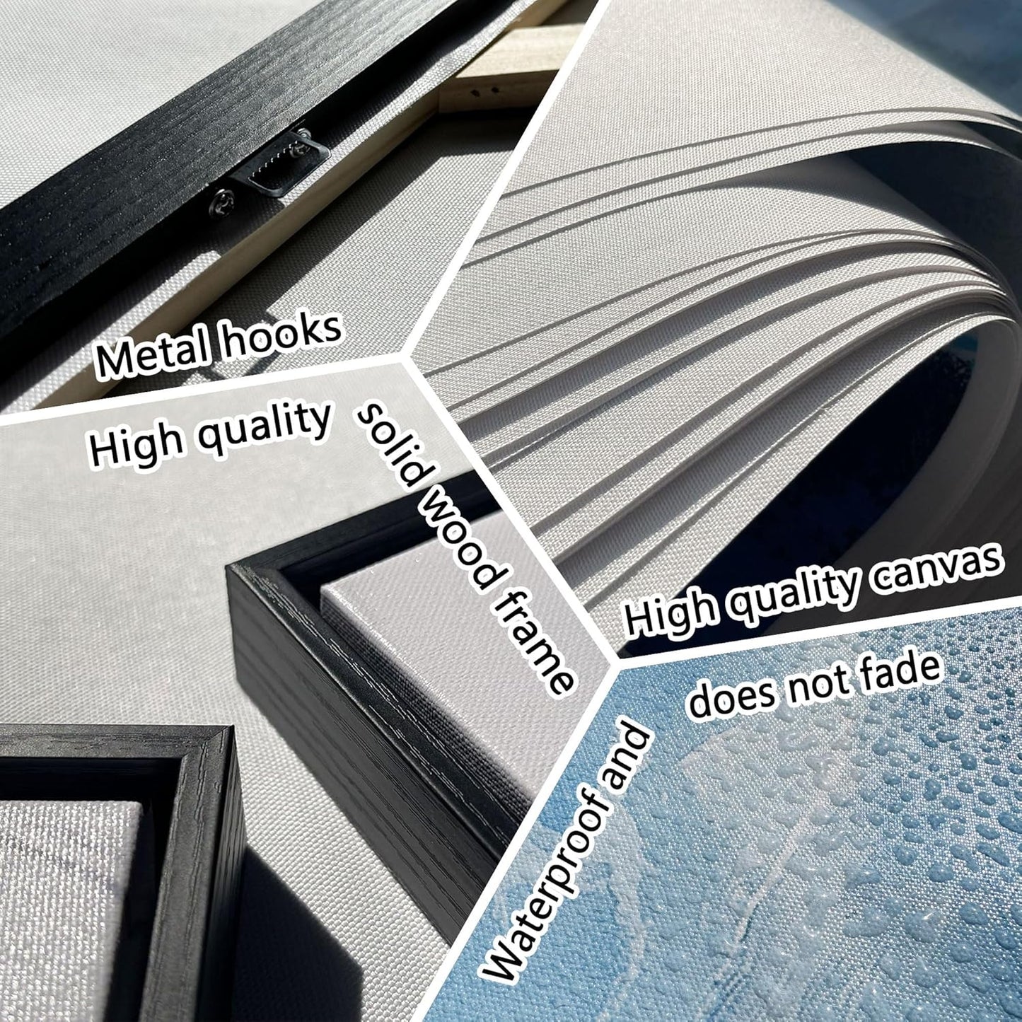 QZQCBLC Large Black Ocean Wall Art, White Sea Waves Moon Starry Clouds Canvas Print Paintings Artwork Beach Landscape Pictures for Living room Bedroom Home Office Wall Pictures Decor 24x48 IN