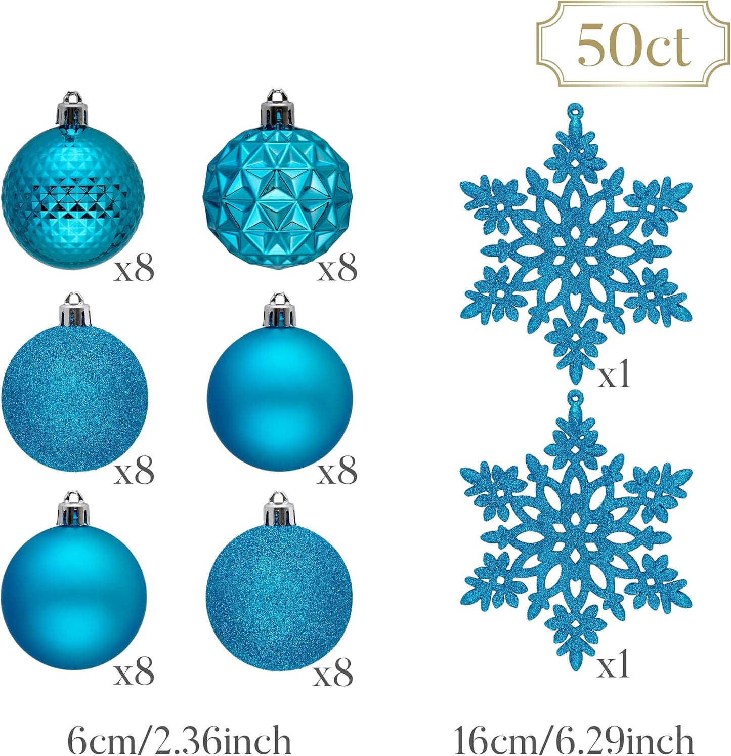 Valery Madelyn Christmas Tree Decorations Ornament Set for Fall Halloween, 50ct 2.36 Inches Blue Shatterproof Christmas Ball Ornaments Hanging Xmas Holiday Party Decor