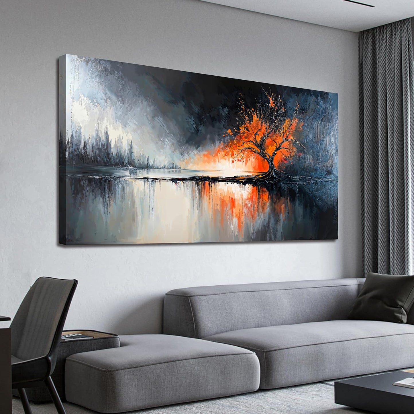 Large Wall Art Decor Black and White Canvas Wall Art Prints Modern Tree of Life Wall Art Abstract Canvas Art Wall Decor Canvas Pictures for Living Room Artwork for Walls Home Office Decor 29" X 58"