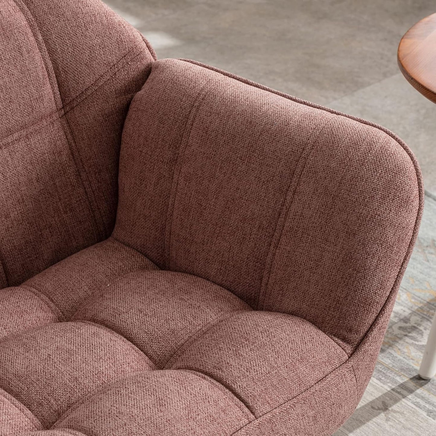 48" Small Loveseat Sofa, Modern Linen Fabric Mini Sofa Couch 2-Seater Love Seat with Quilting Backs and Wood Legs for Living Room, Bedroom and Small Space, Pink