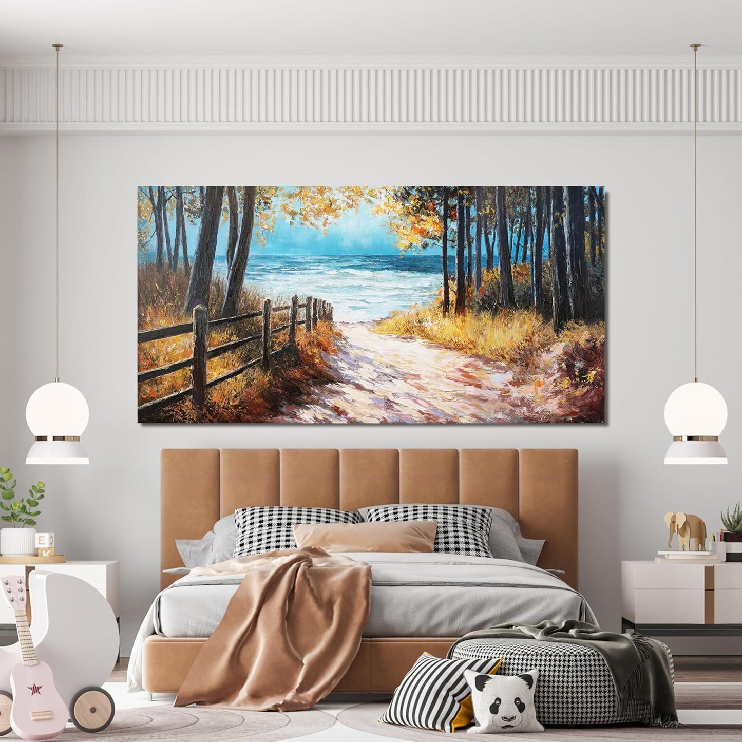 Canvas Wall Art Decor Artwork for Walls Large Coastal Beach Wall Art for Living Room Nature Landscape Forest Wall Art Decor Canvas Modern Art Wall Decor Prints for Home Office Room Wall Decor 29"X58"