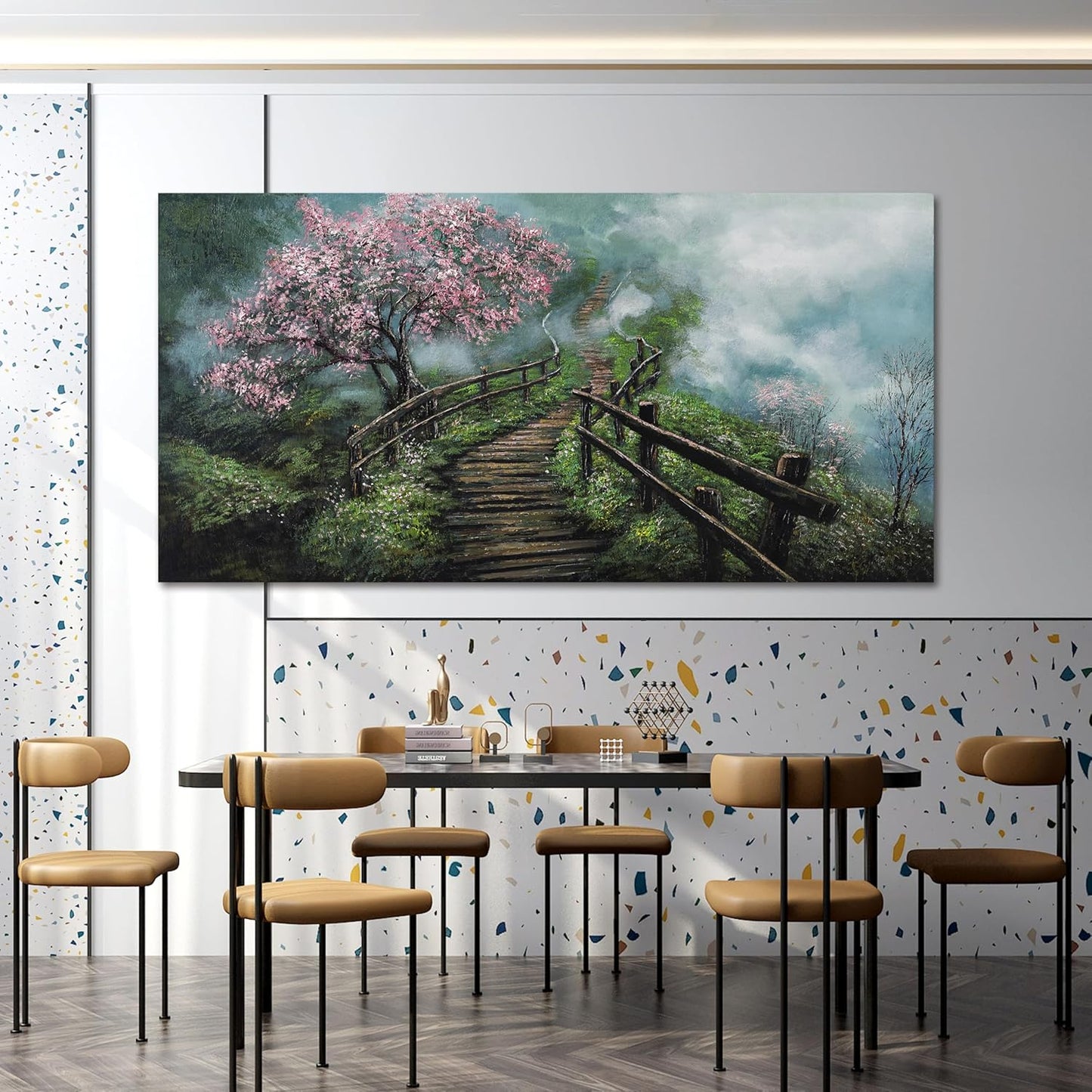 Dimpaga Canvas Wall Art Decor Large Wall Art Pictures for Living Room Tree of Life Wall Art Prints Foggy Trail Wall Art Decor Large Artwork for Walls for Room Home Office Wall Decor 29" X 58"