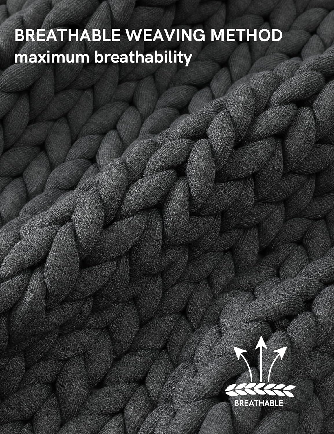 YnM Chunky Throw Blanket, Medium-Weight, Hand Knitted, Skin Friendly, Ventilated and Breathable, Machine Washable, Home Décor Piece for Couch, Sofa and Bed (Charcoal Grey, 60x80 Inch)