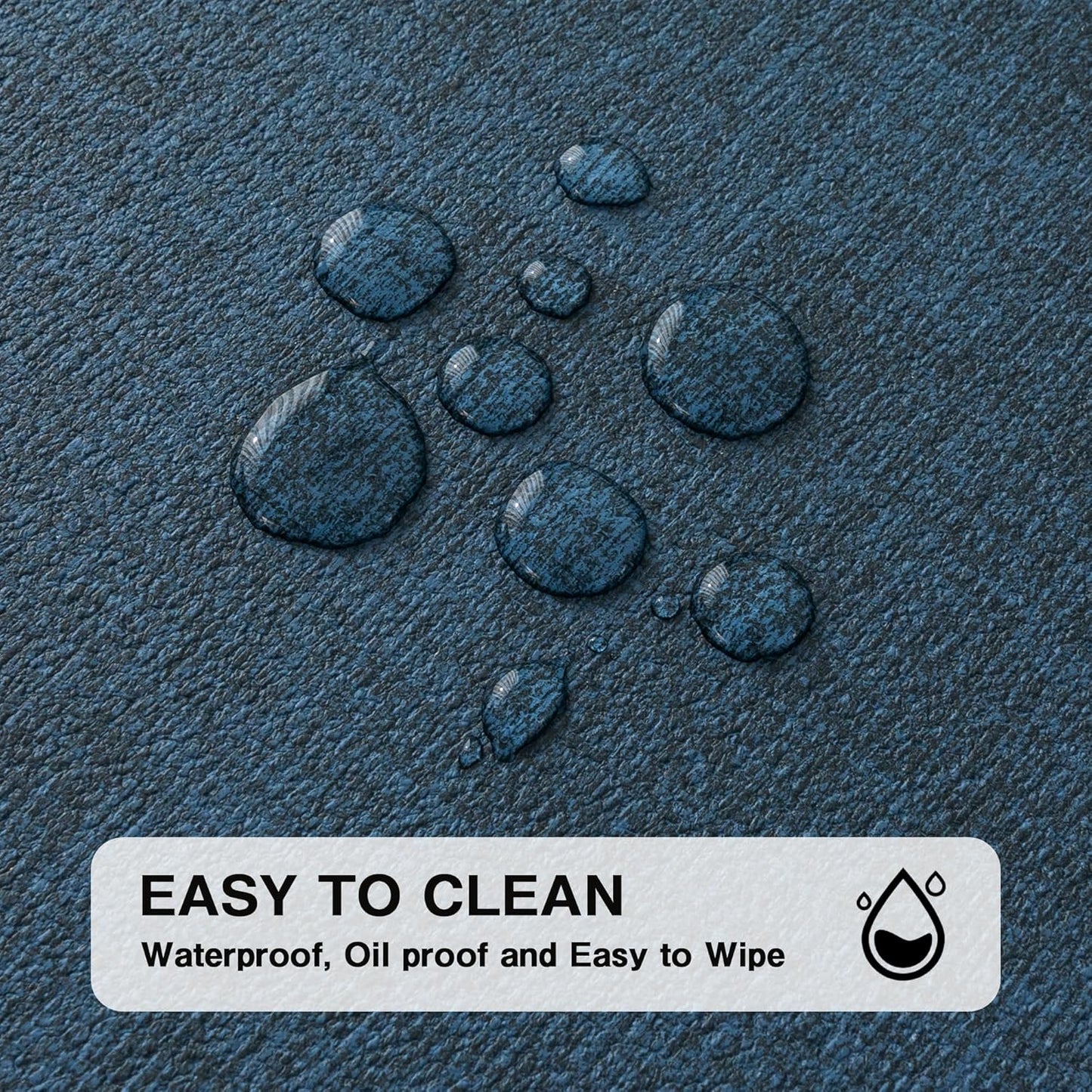 Chrysameld Vinyl Placemats Set of 4 - Faux Leather 100% Waterproof Oil-Proof Wipeable PU Place Mats, Heat Resistant Anti Slip Reversible Table Mats for Indoor & Outdoor Use,(17×12Inch, Navy Blue)