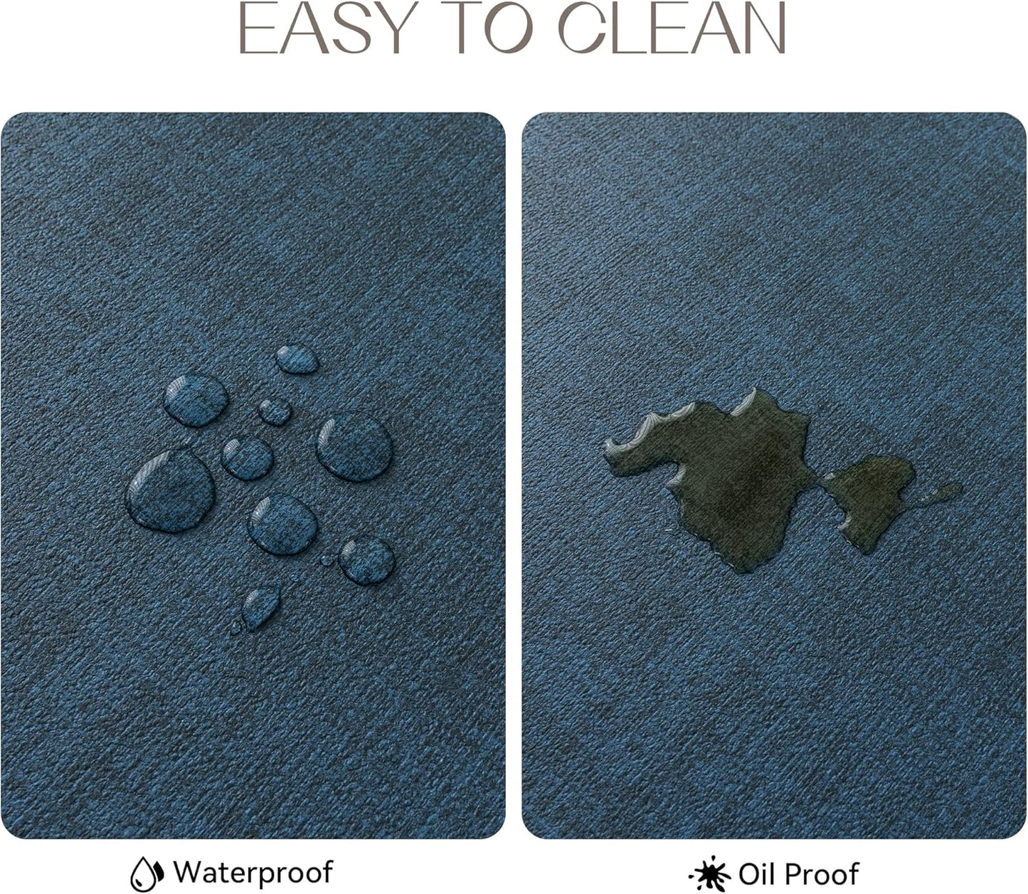 Romanstile Vinyl Placemats Set of 6-12 X 18 Inch - Heat Resistant Place Mats 100% Waterproof Oilproof Wipeable Reversible Faux Leather Table Mats for Kitchen/Dining/Party/Outdoor, Navy Blue