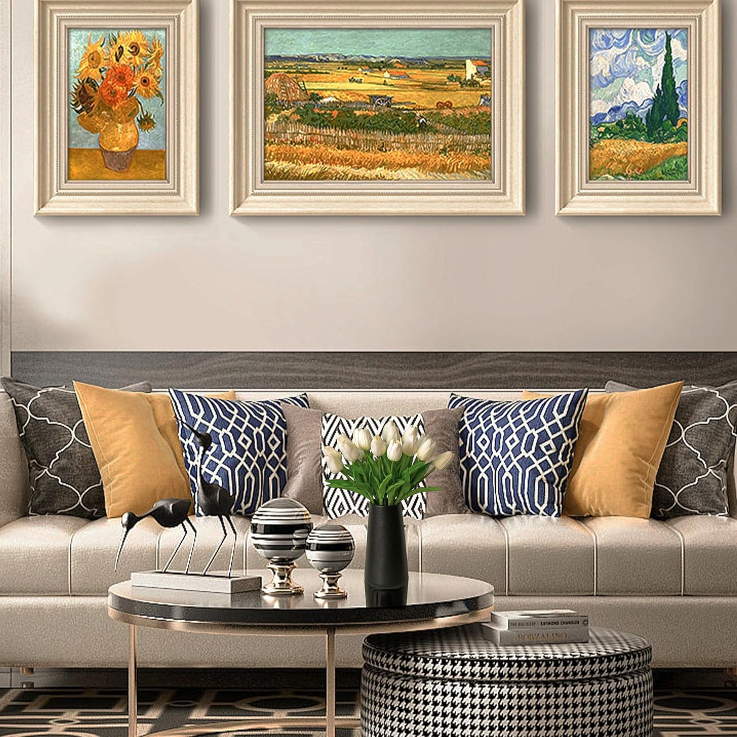 Mandy's Artificial Tulips 60 Stems White PU Faux Flowers for Wedding Home Decor 13.5 Inch